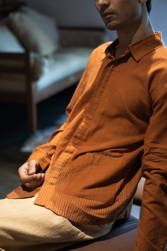 Effortless Edit Double Pocket Shirt - Rust