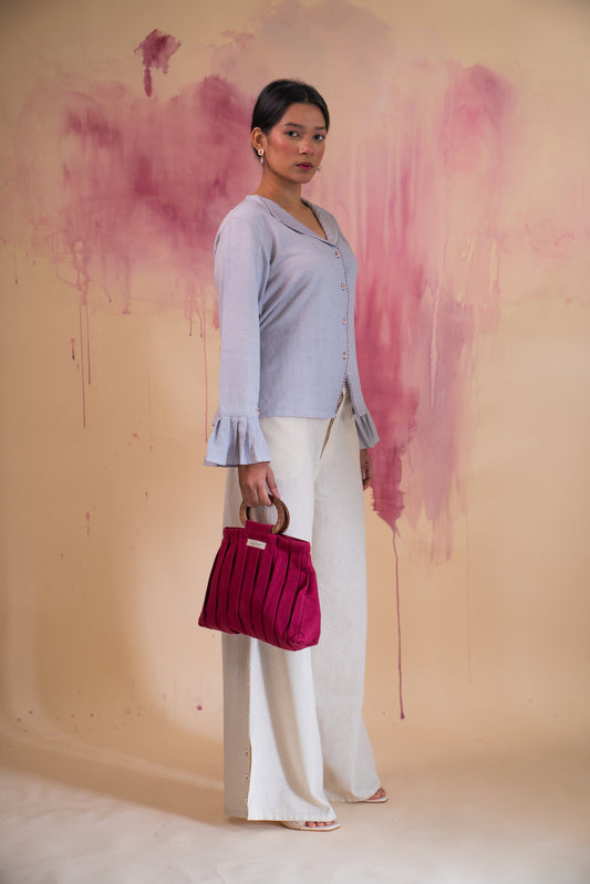 Phosphene Pintuck Blouse & Kora Side Slit Pants Set