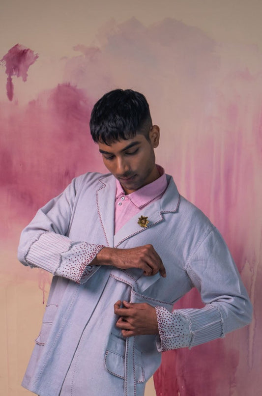 Phosphene Unisex Double Breasted Jacket & Pants Set - Grey