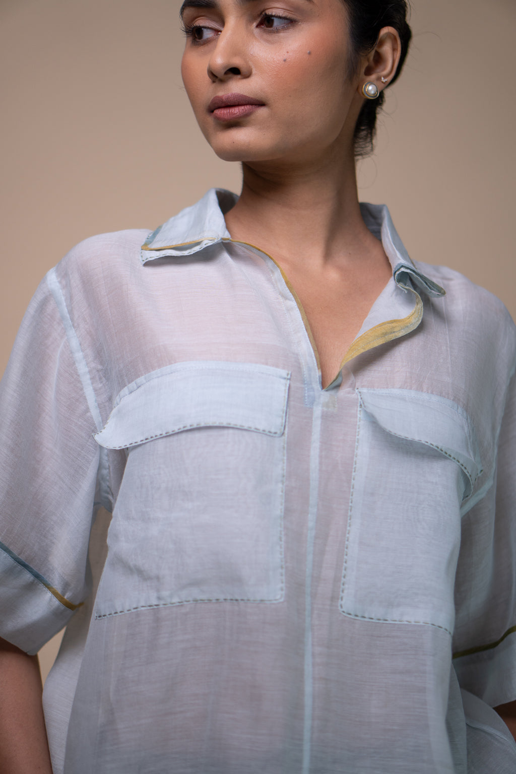 Meadows Patch Pocket Chanderi Shirt