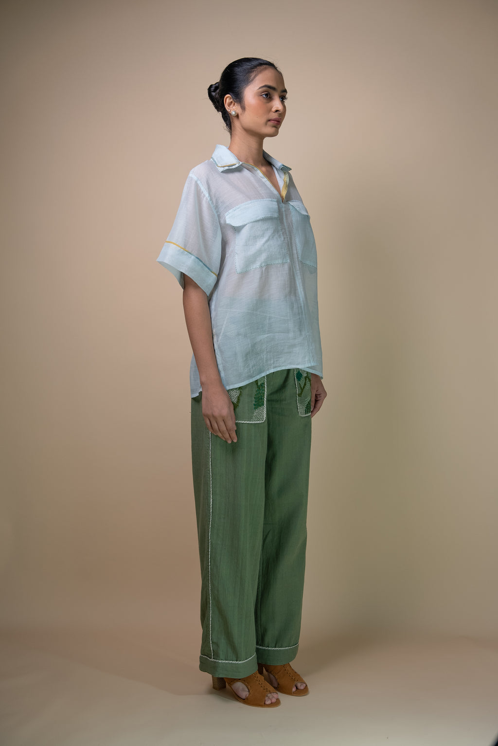 Meadows Patch Pocket Chanderi Shirt