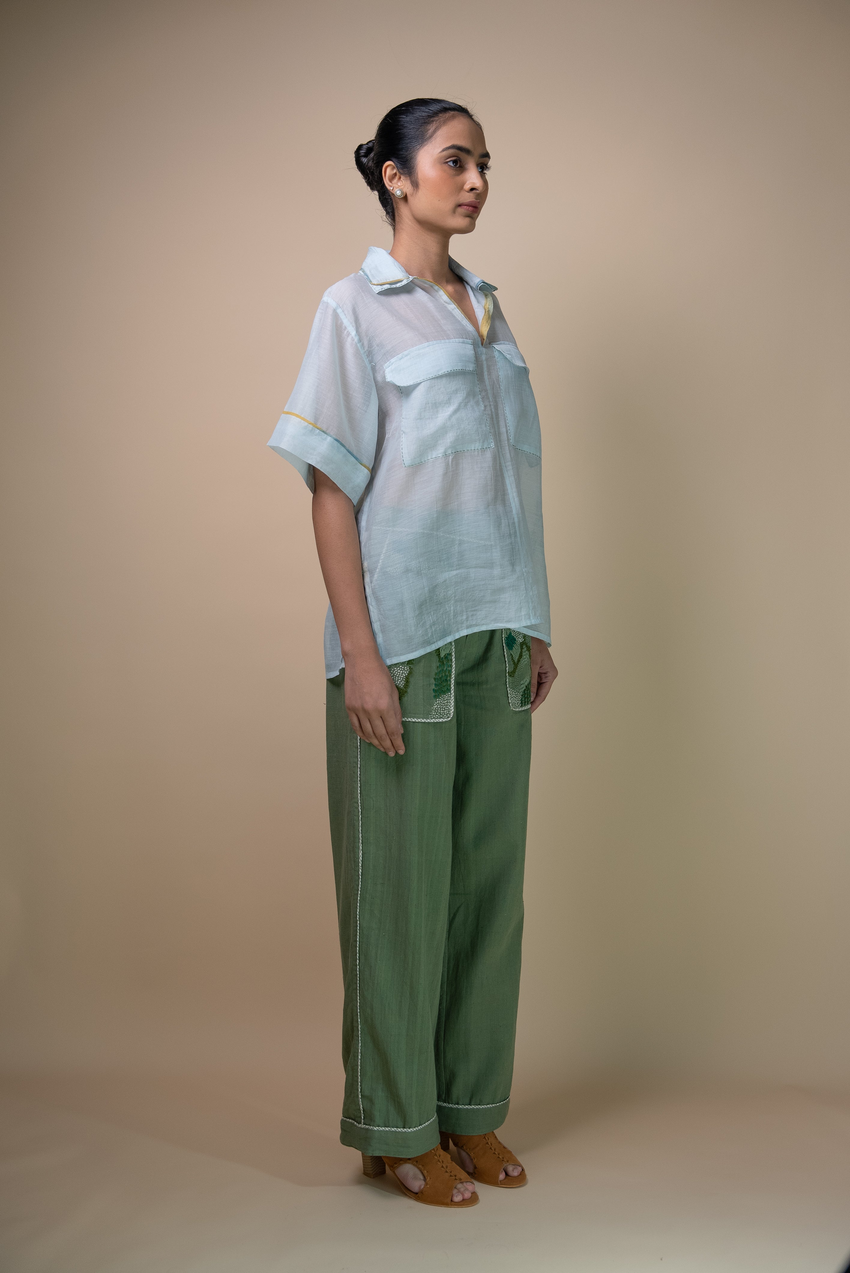 Meadows Patch Pocket Chanderi Shirt