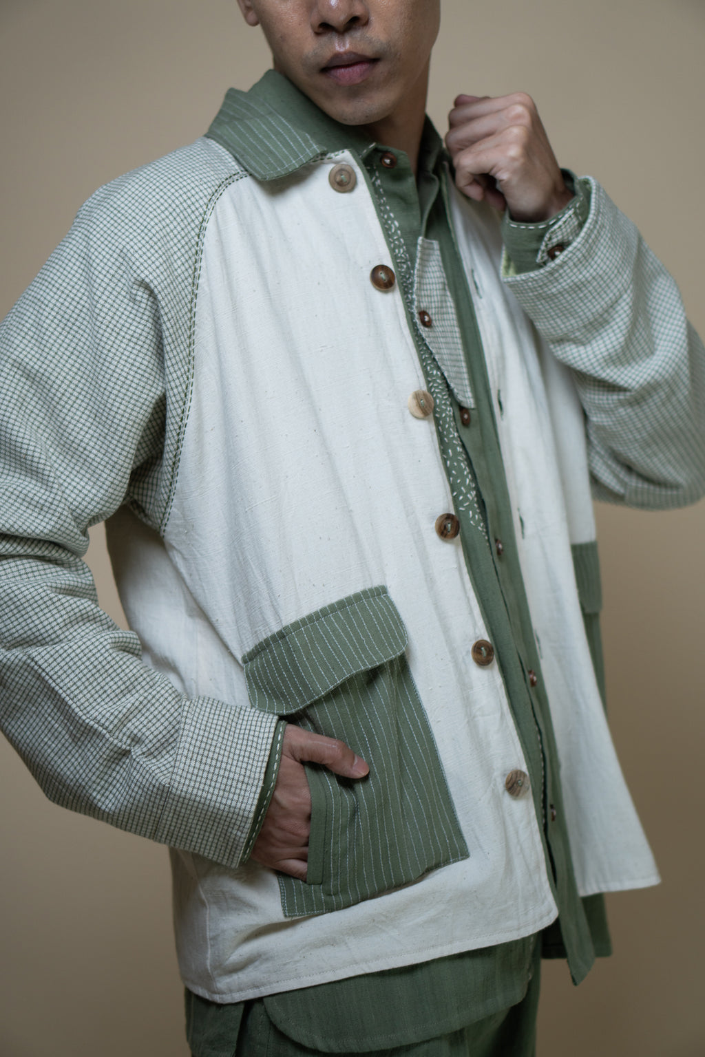 Meadows Unisex Colour Blocked Shirt Jacket