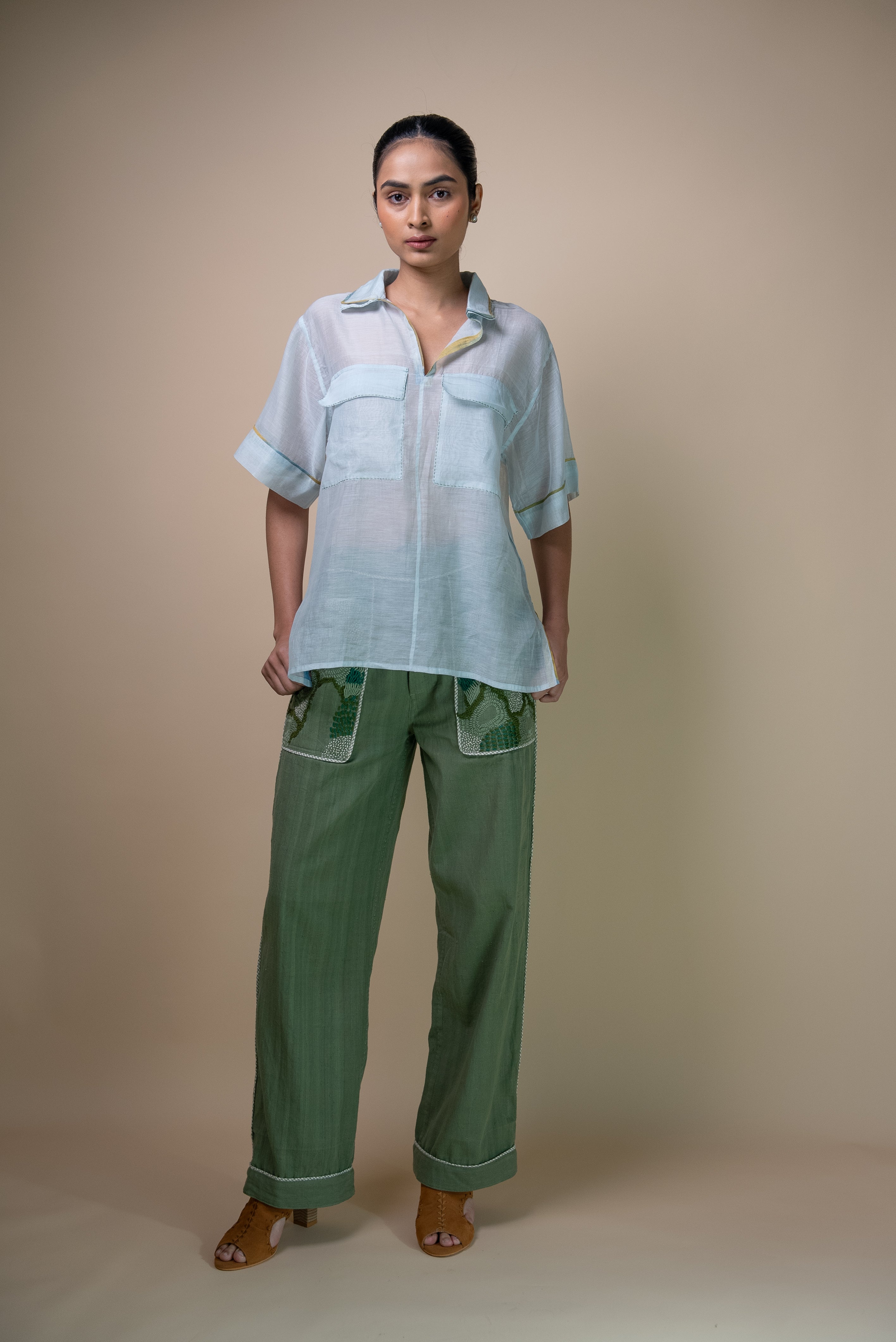 Meadows Patch Pocket Chanderi Shirt