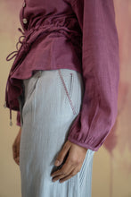 Load image into Gallery viewer, Phosphene Ruched Blouse &amp; Grey Pants Set
