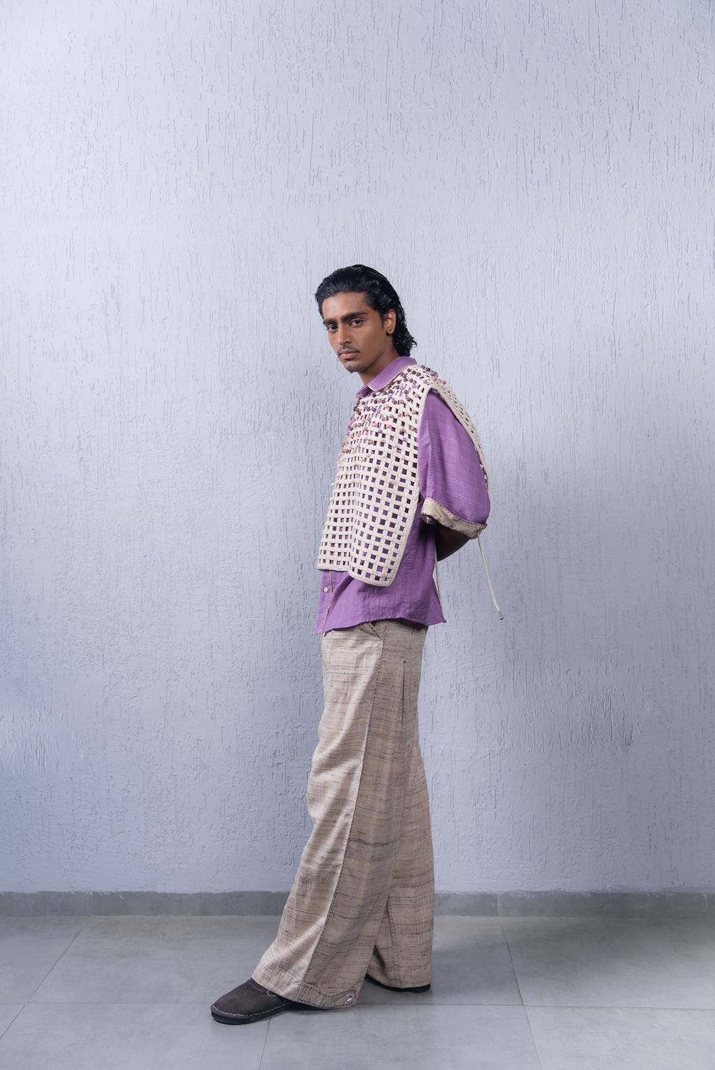 Unquiet Jaali Bib- Amaranth