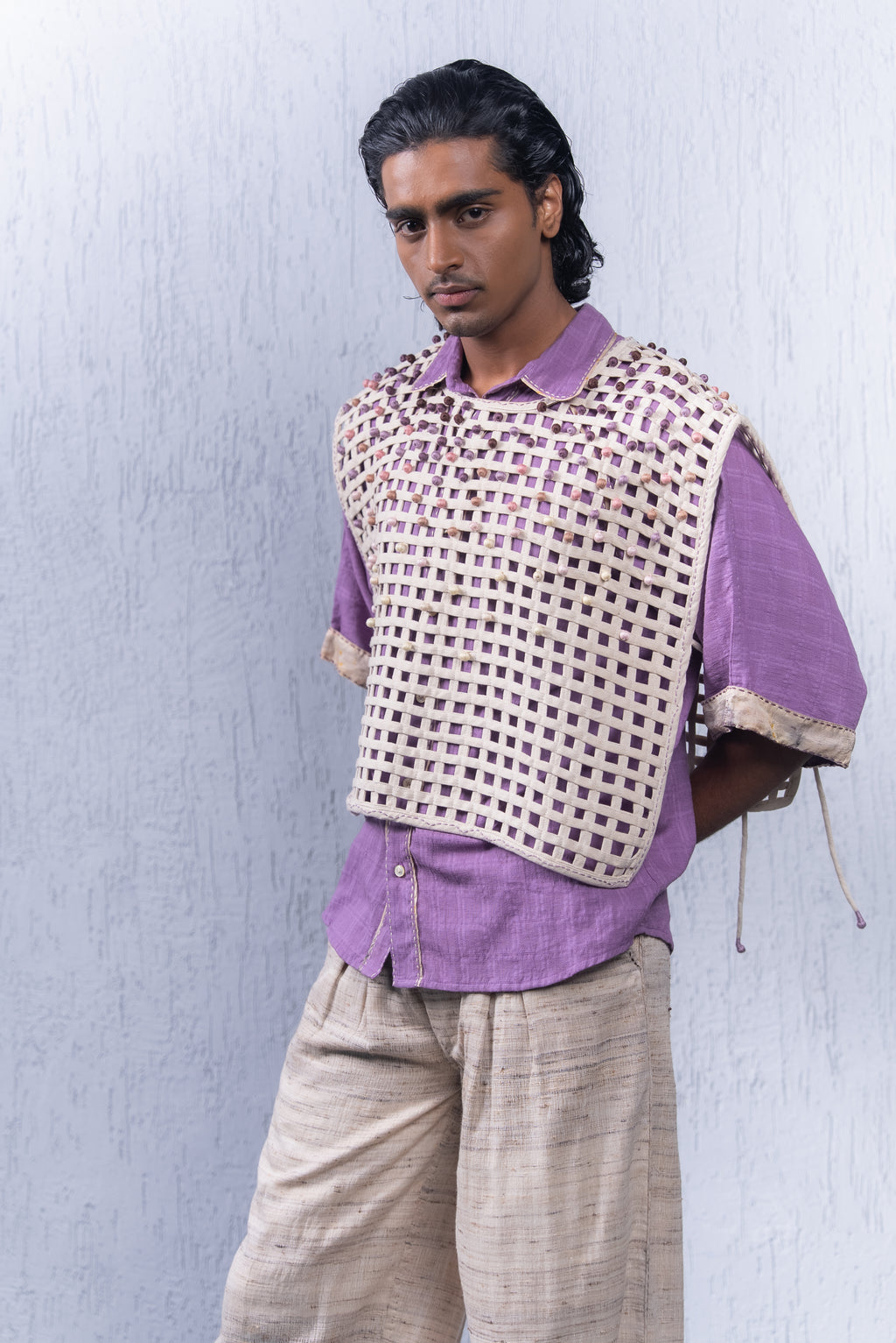 Unquiet Jaali Bib- Amaranth