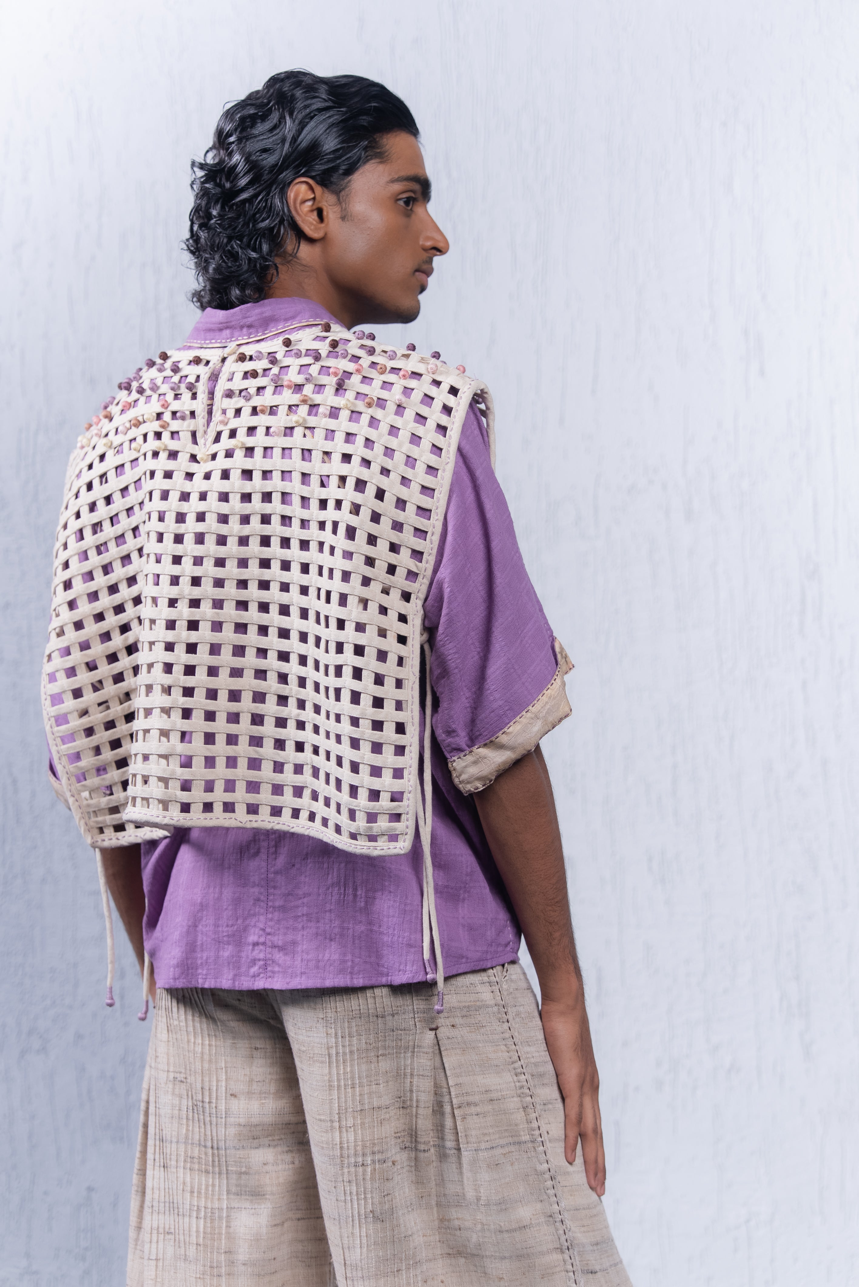 Unquiet Jaali Bib- Amaranth