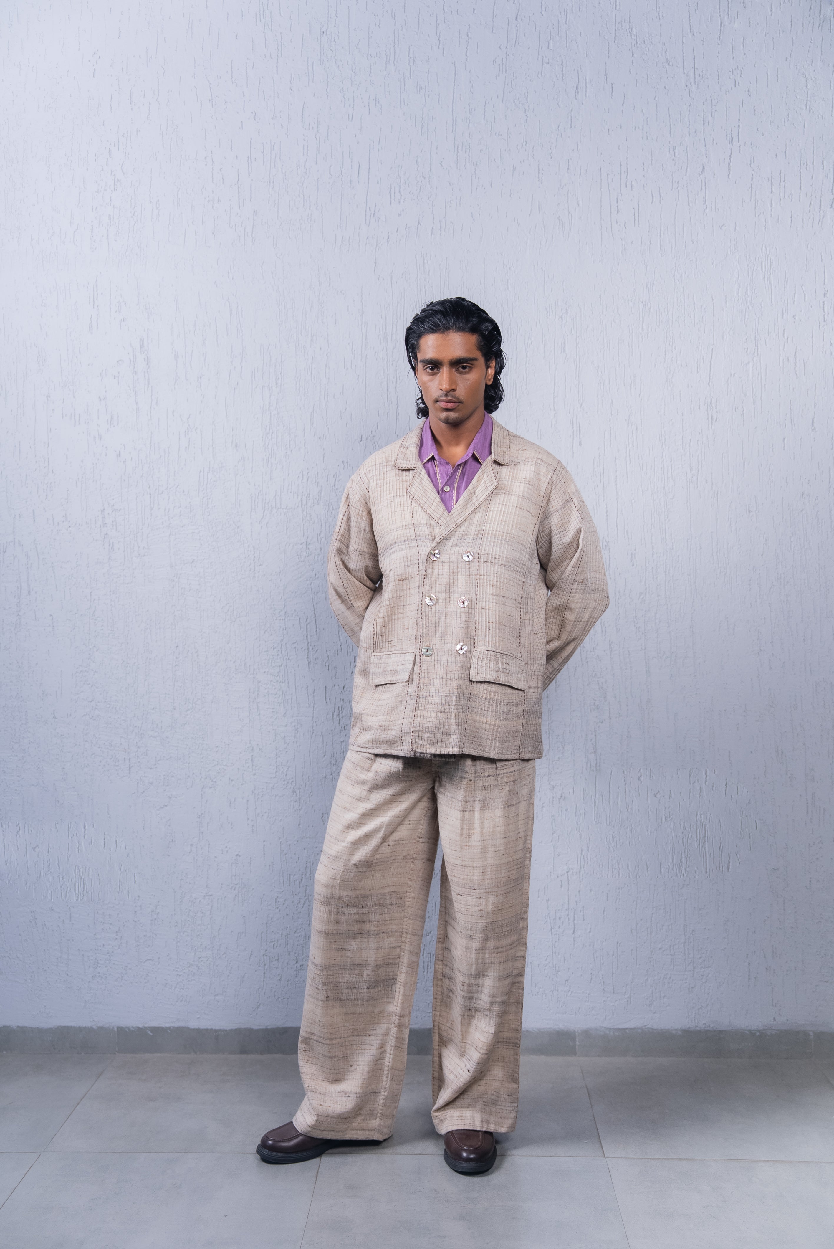 Unquiet Natural Slub Pintucked Blazer