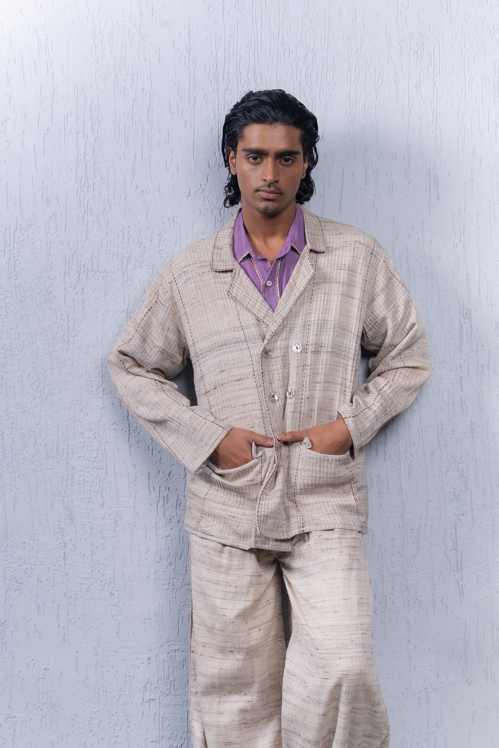 Unquiet Natural Slub Pintucked Blazer