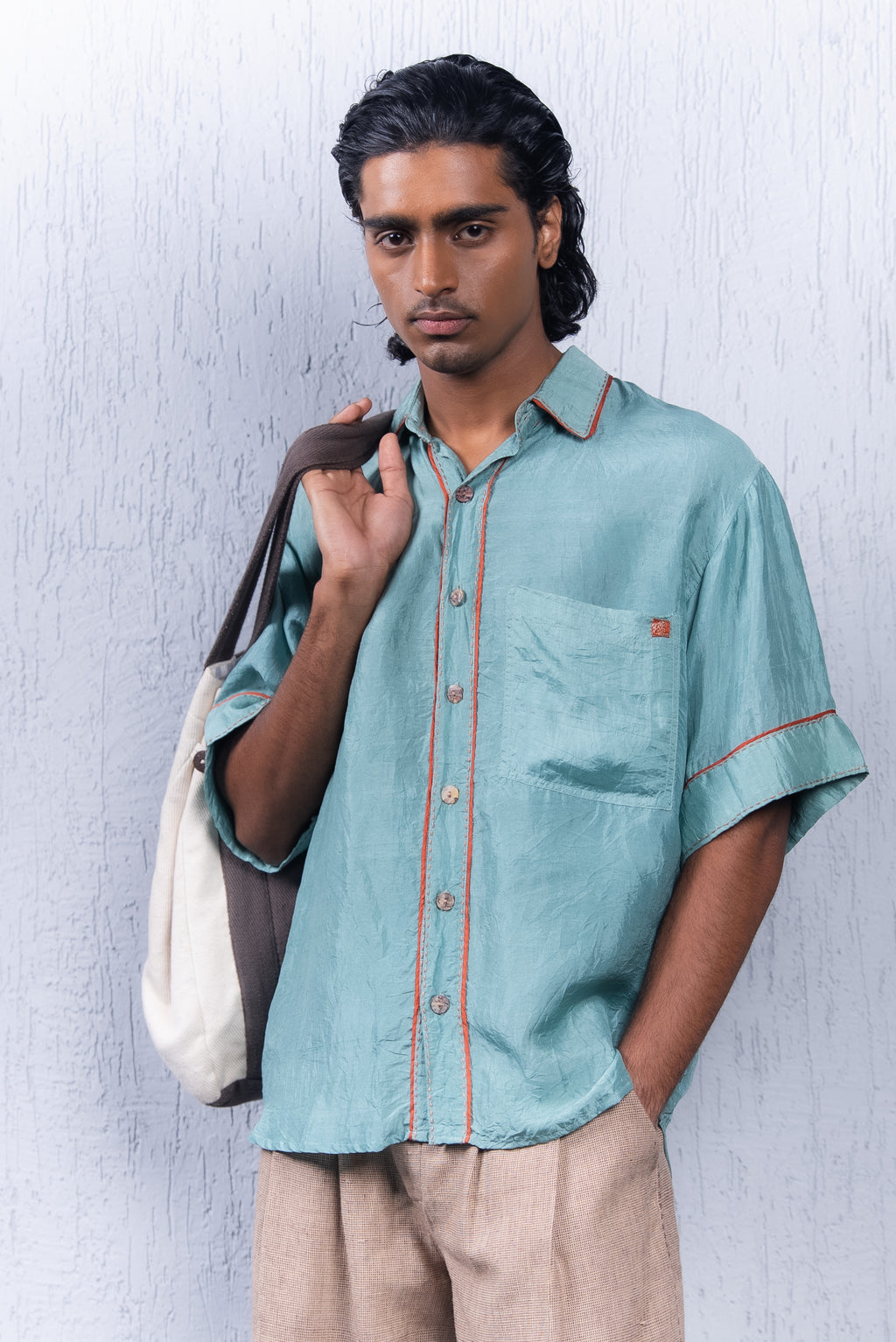 Unquiet Teal Silk Shirt
