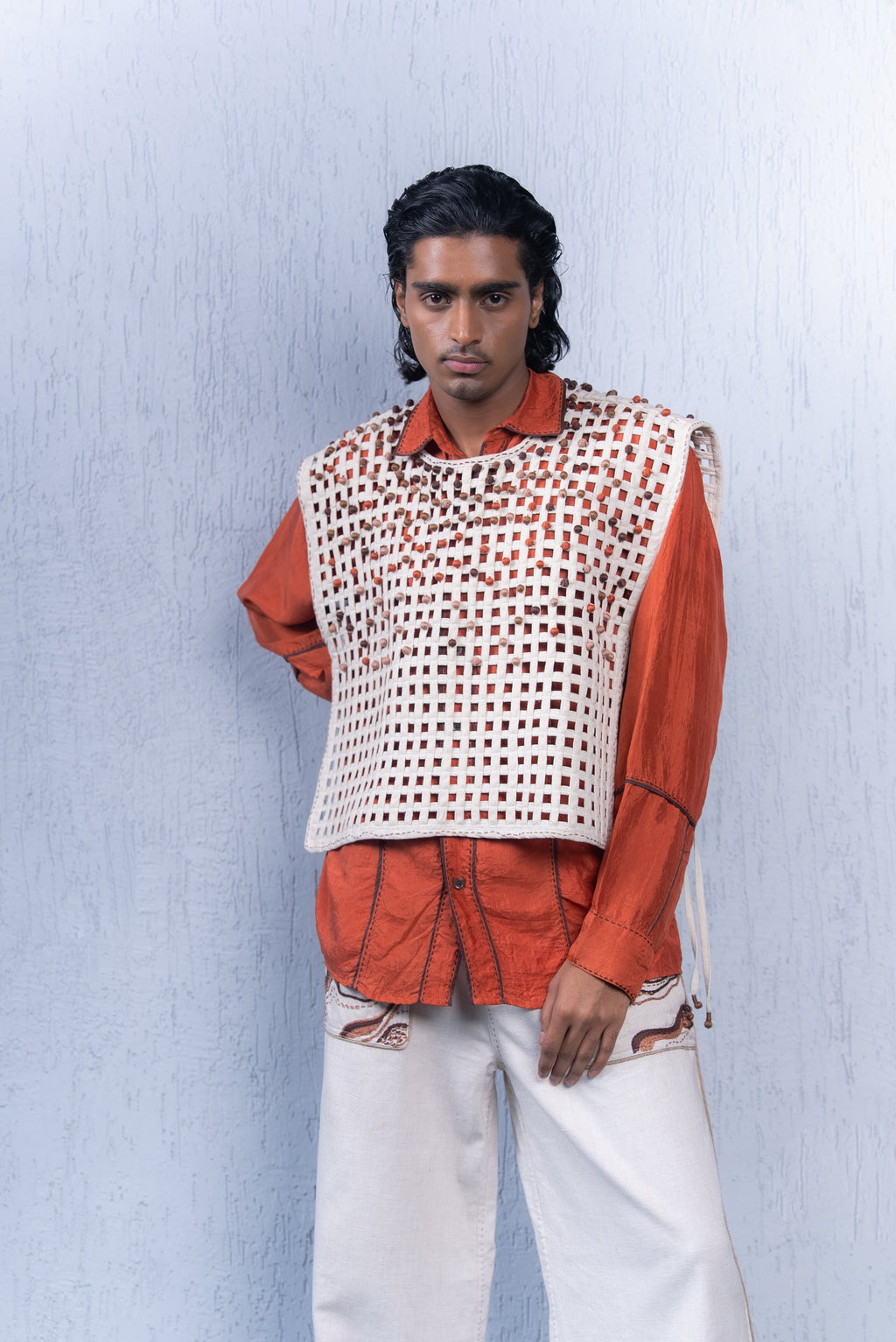 Unquiet Jaali Bib- Terracotta
