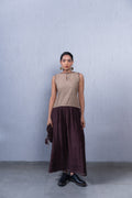 Unquiet Sleeveless Dress- Cocoa