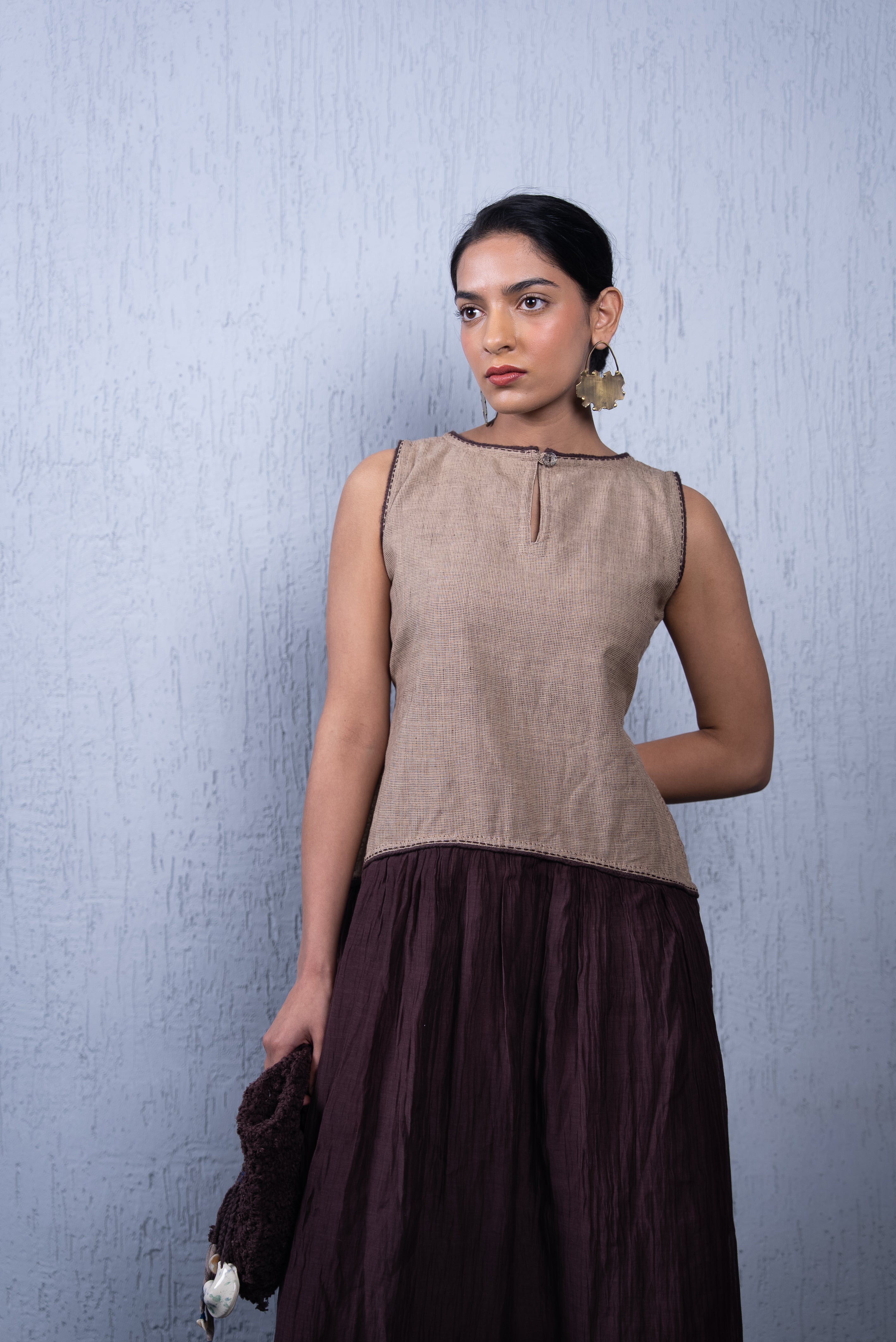 Unquiet Sleeveless Dress- Cocoa