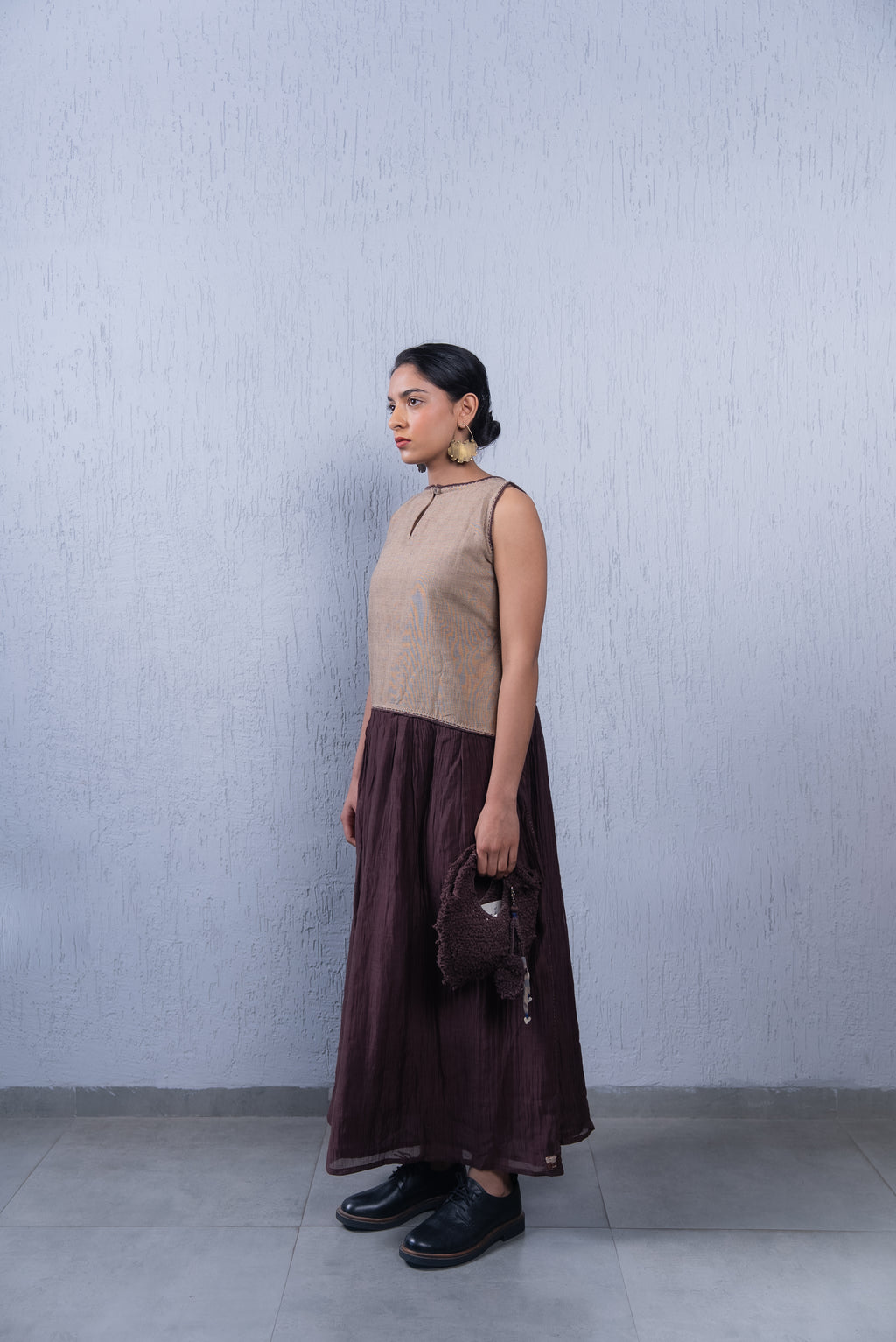 Unquiet Sleeveless Dress- Cocoa