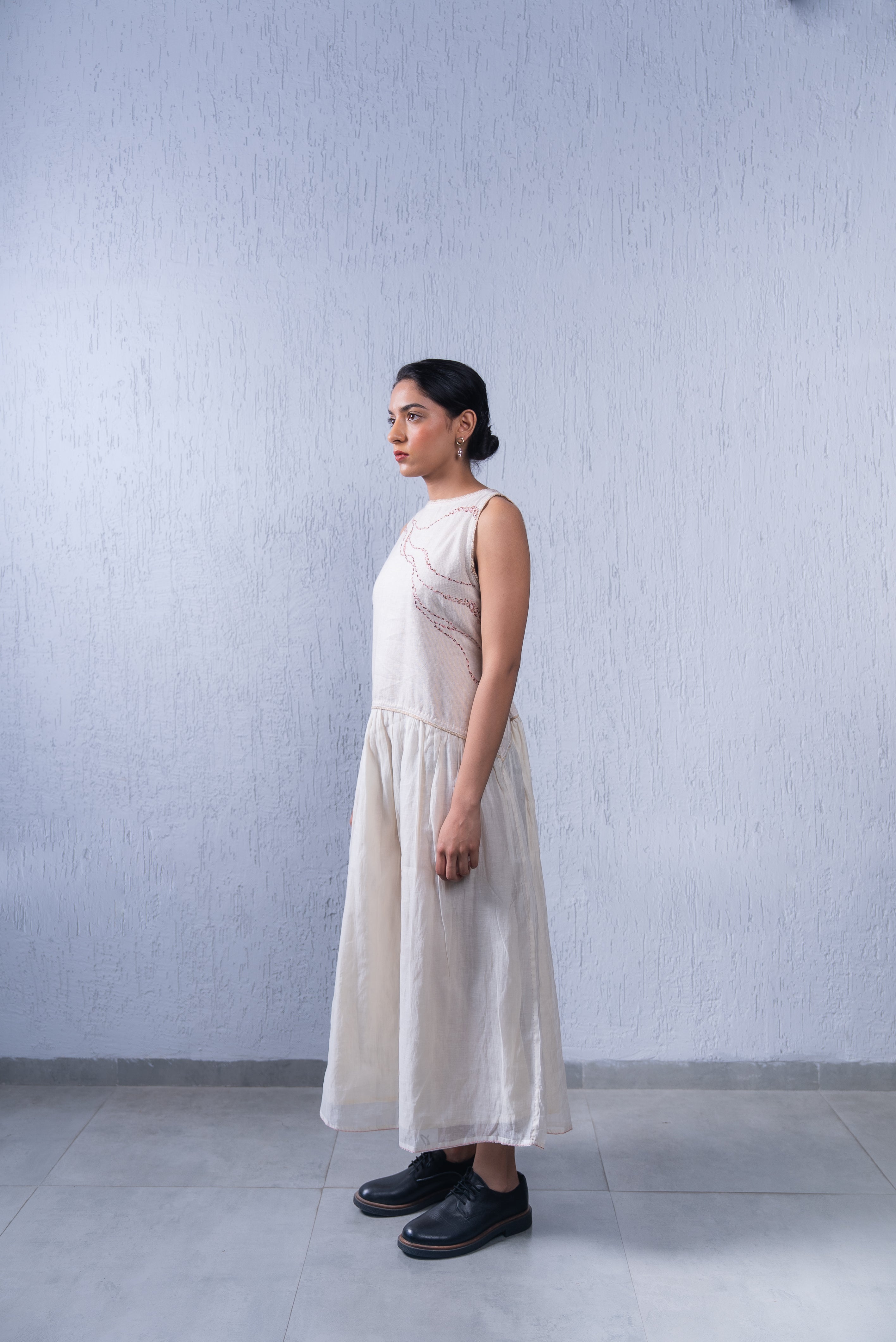 Unquiet Sleeveless Dress- Deckled Edge