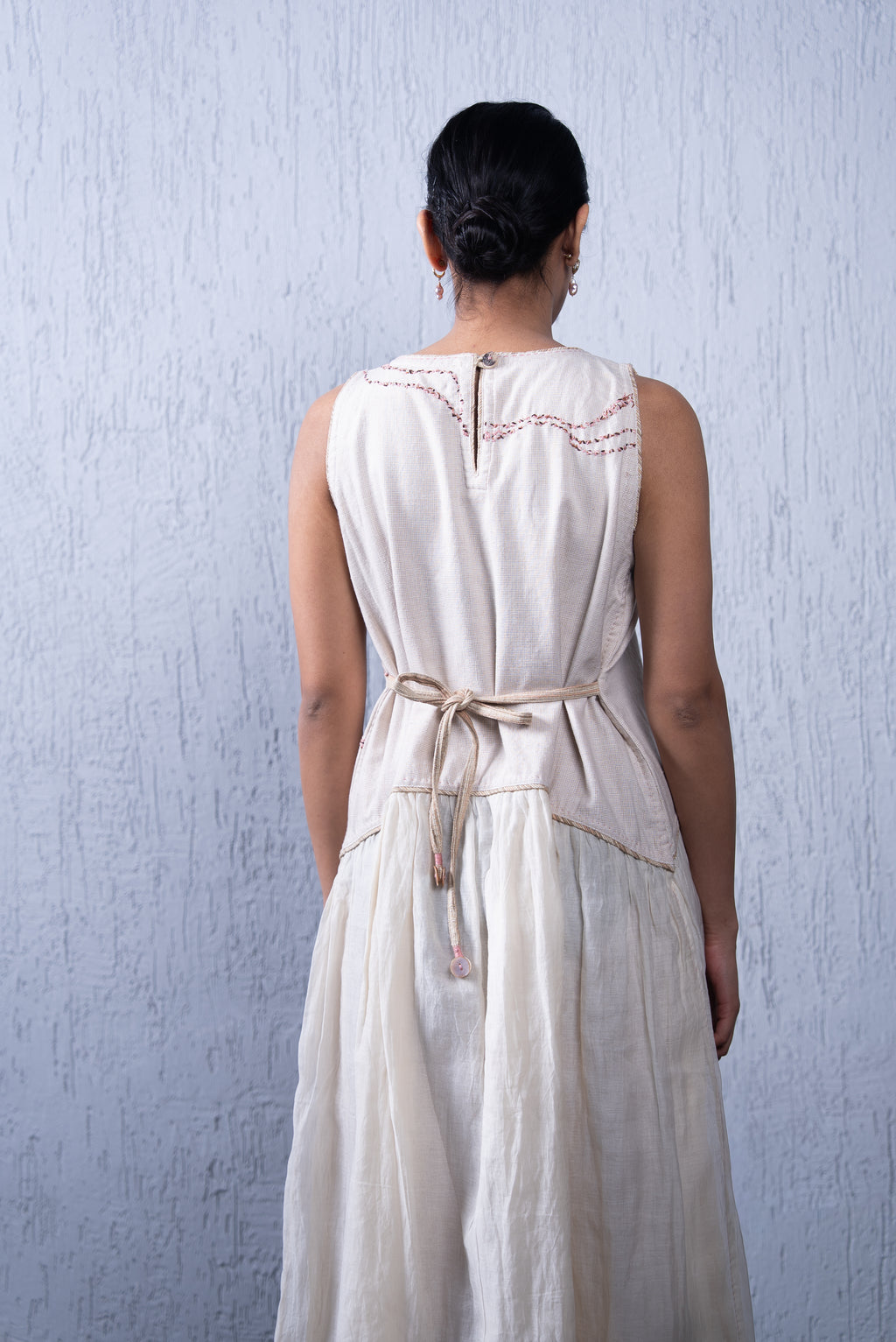 Unquiet Sleeveless Dress- Deckled Edge