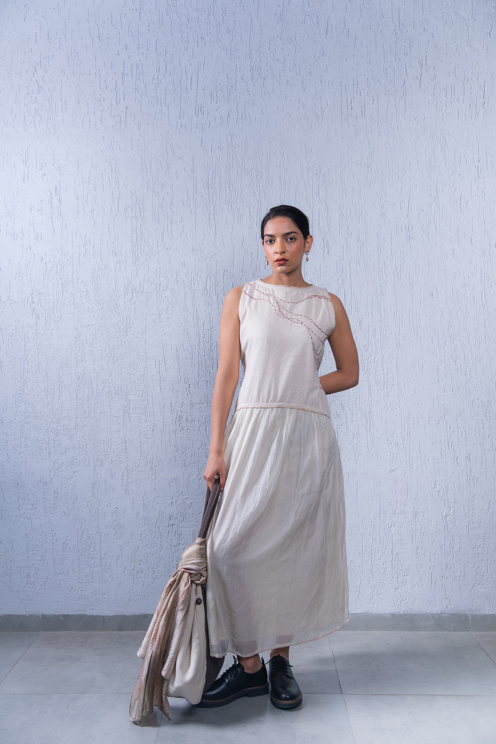 Unquiet Sleeveless Dress- Deckled Edge