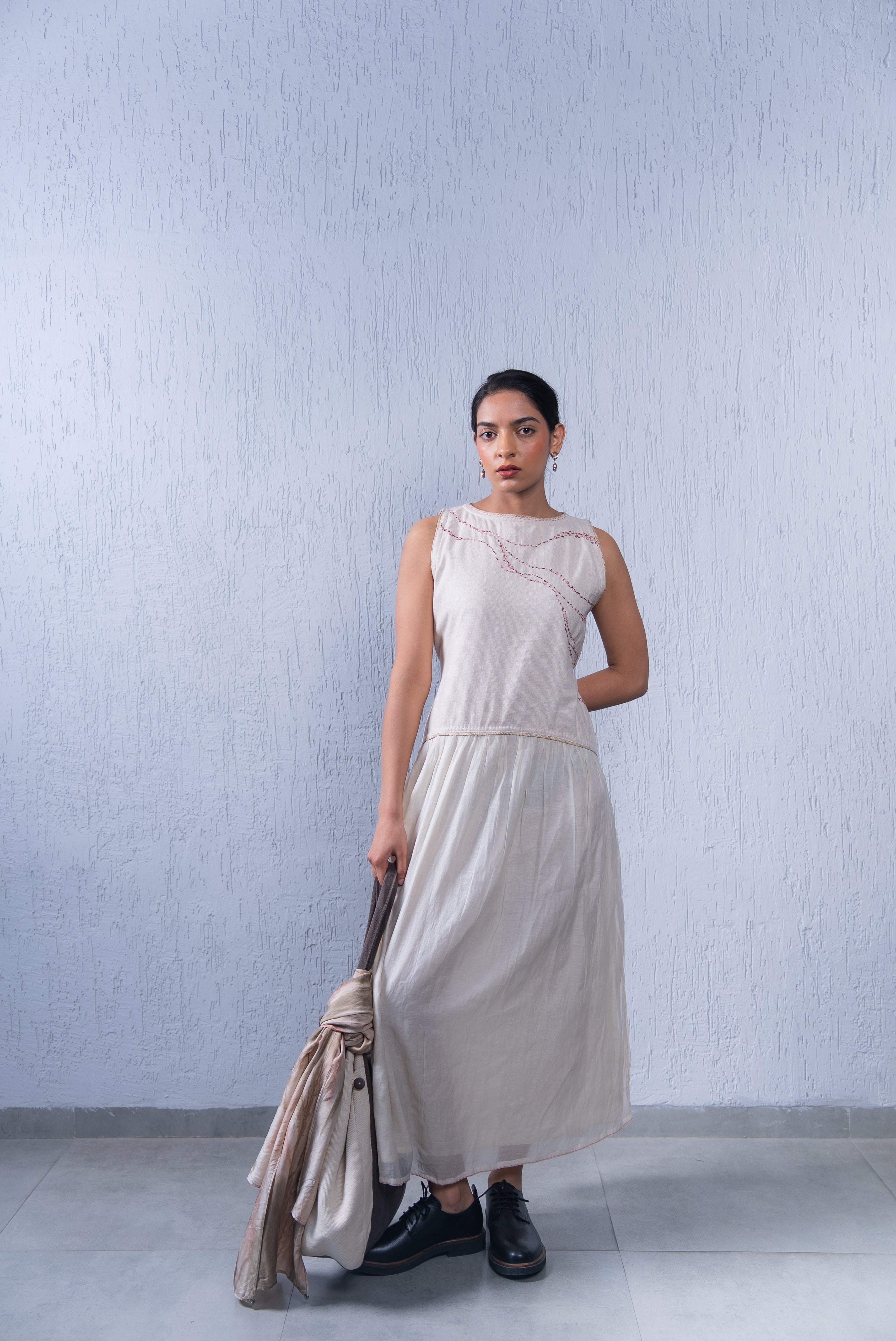 Unquiet Sleeveless Dress- Deckled Edge