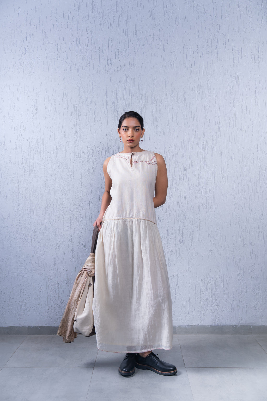 Unquiet Sleeveless Dress- Deckled Edge