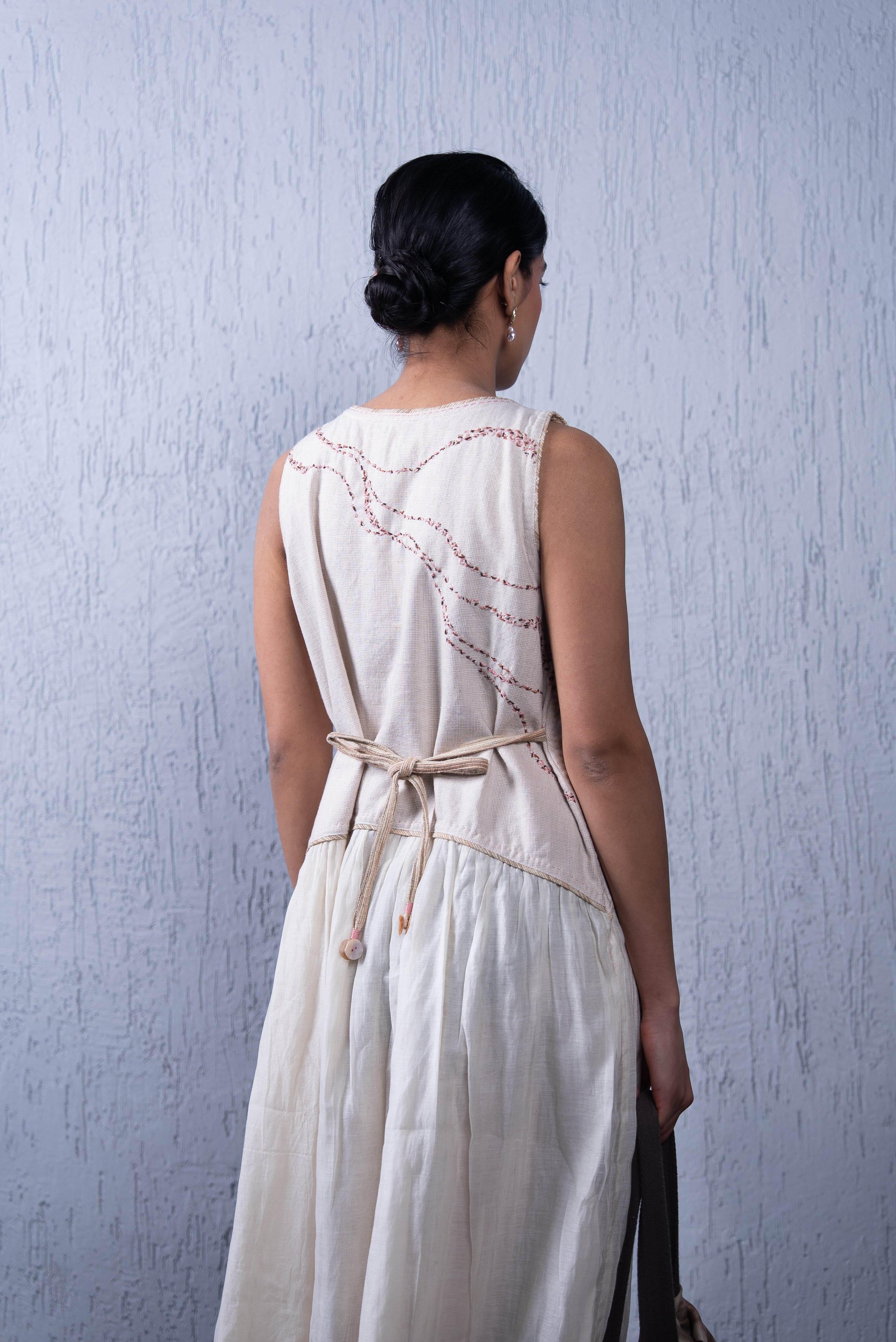 Unquiet Sleeveless Dress- Deckled Edge