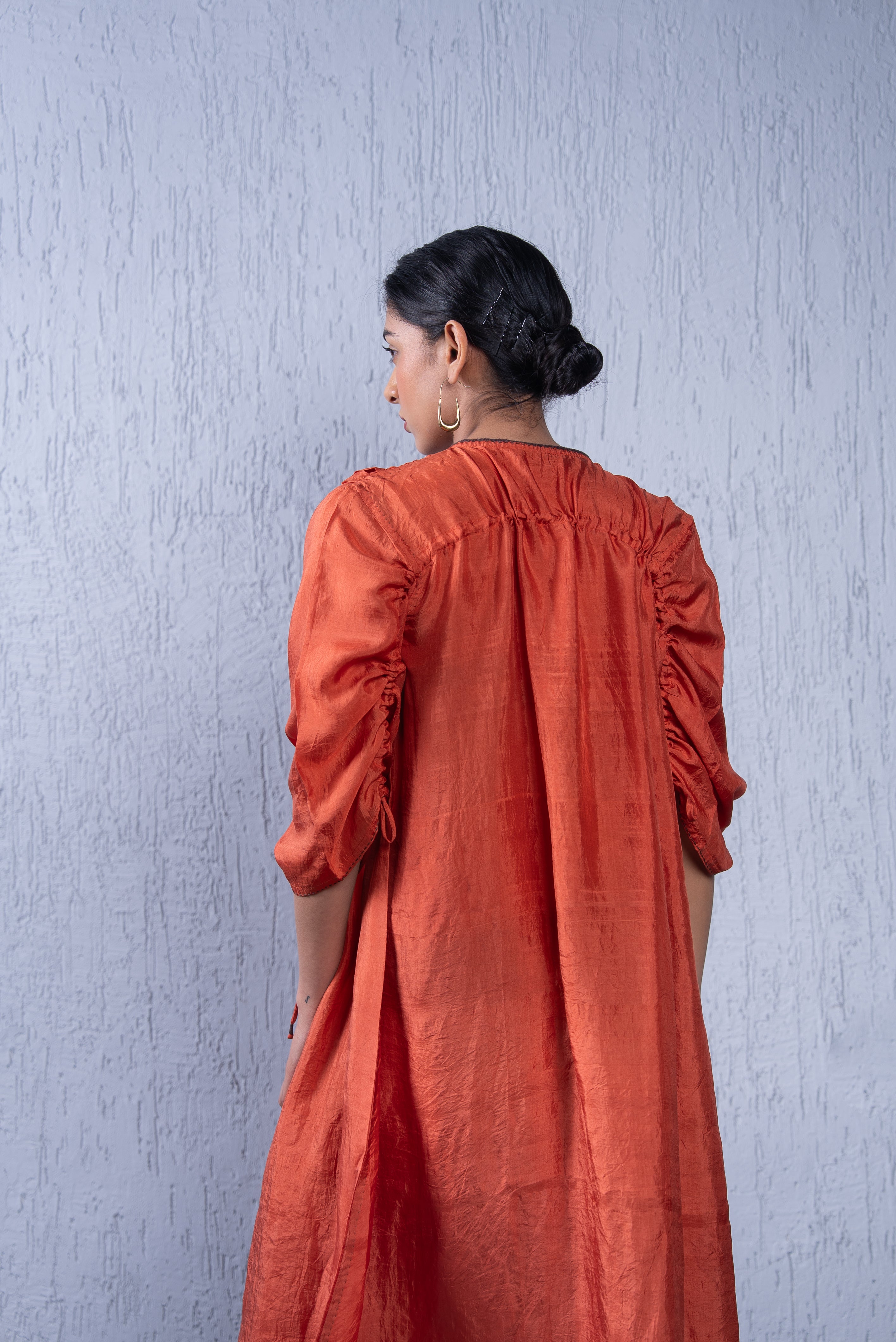 Unquiet Ruched Dress- Terracota