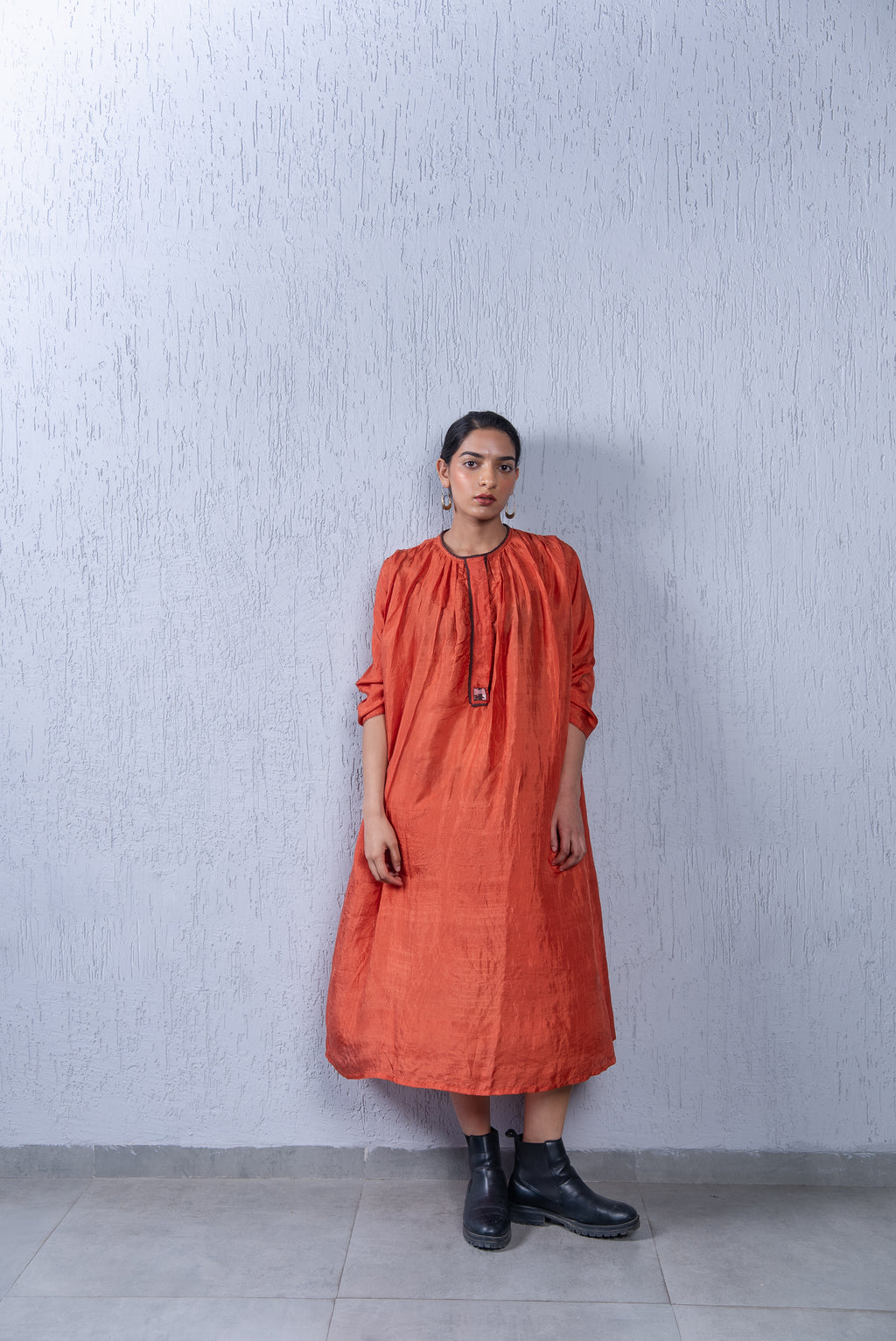 Unquiet Ruched Dress- Terracota