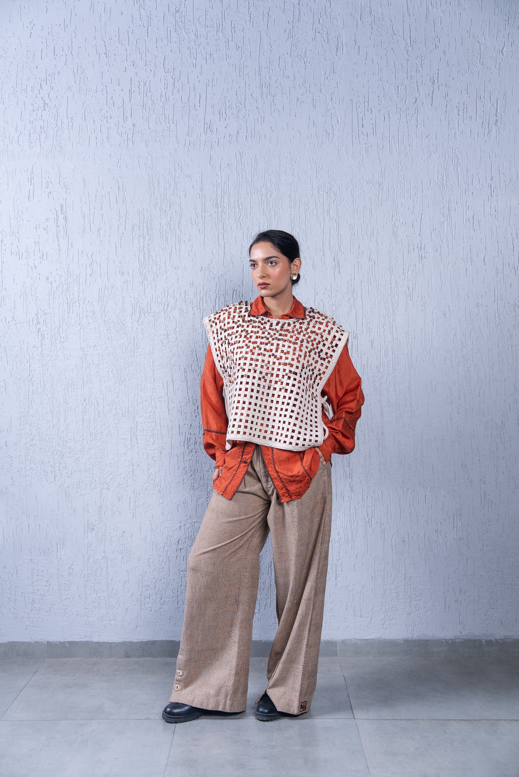 Unquiet Jaali Bib- Terracotta