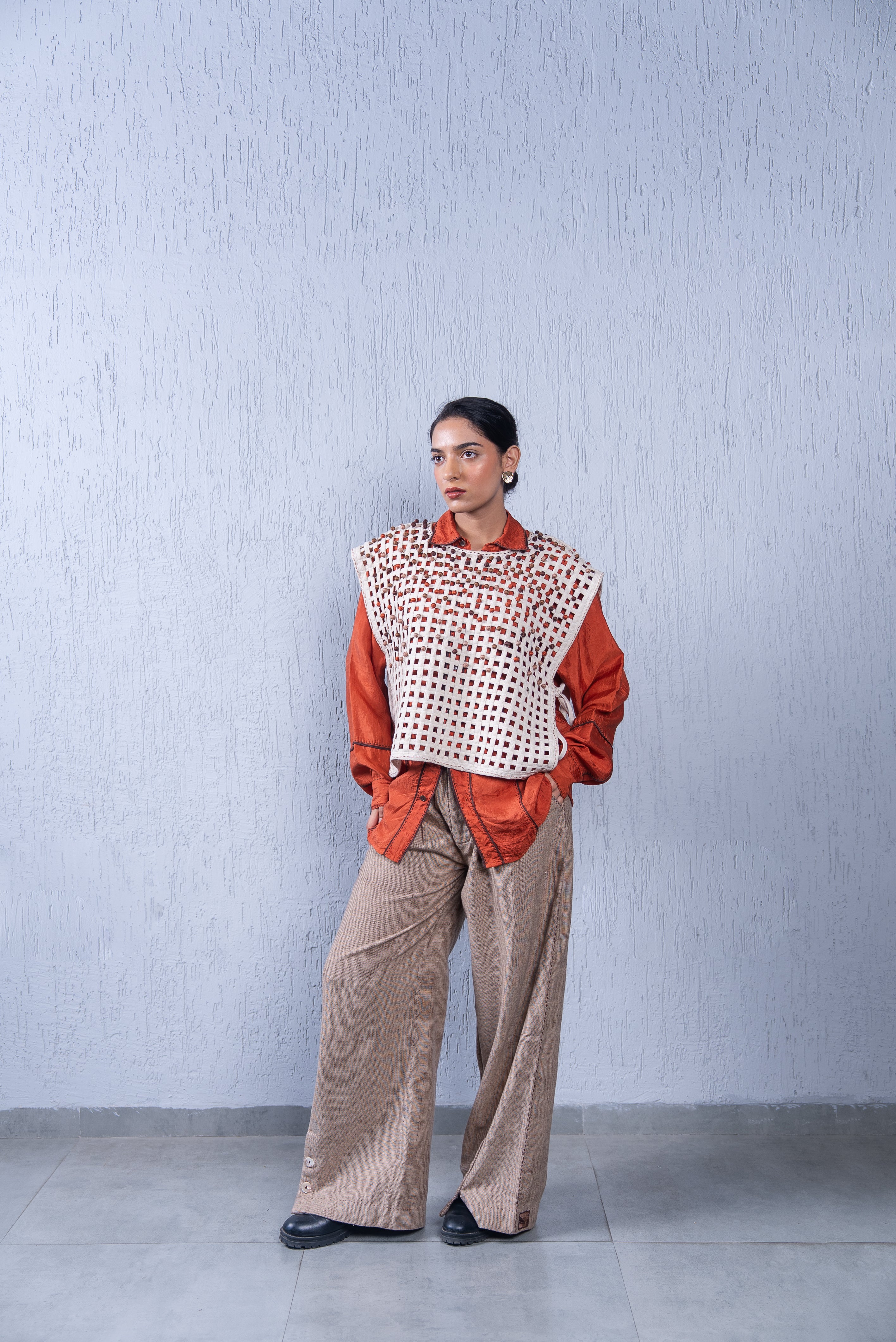Unquiet Jaali Bib- Terracotta
