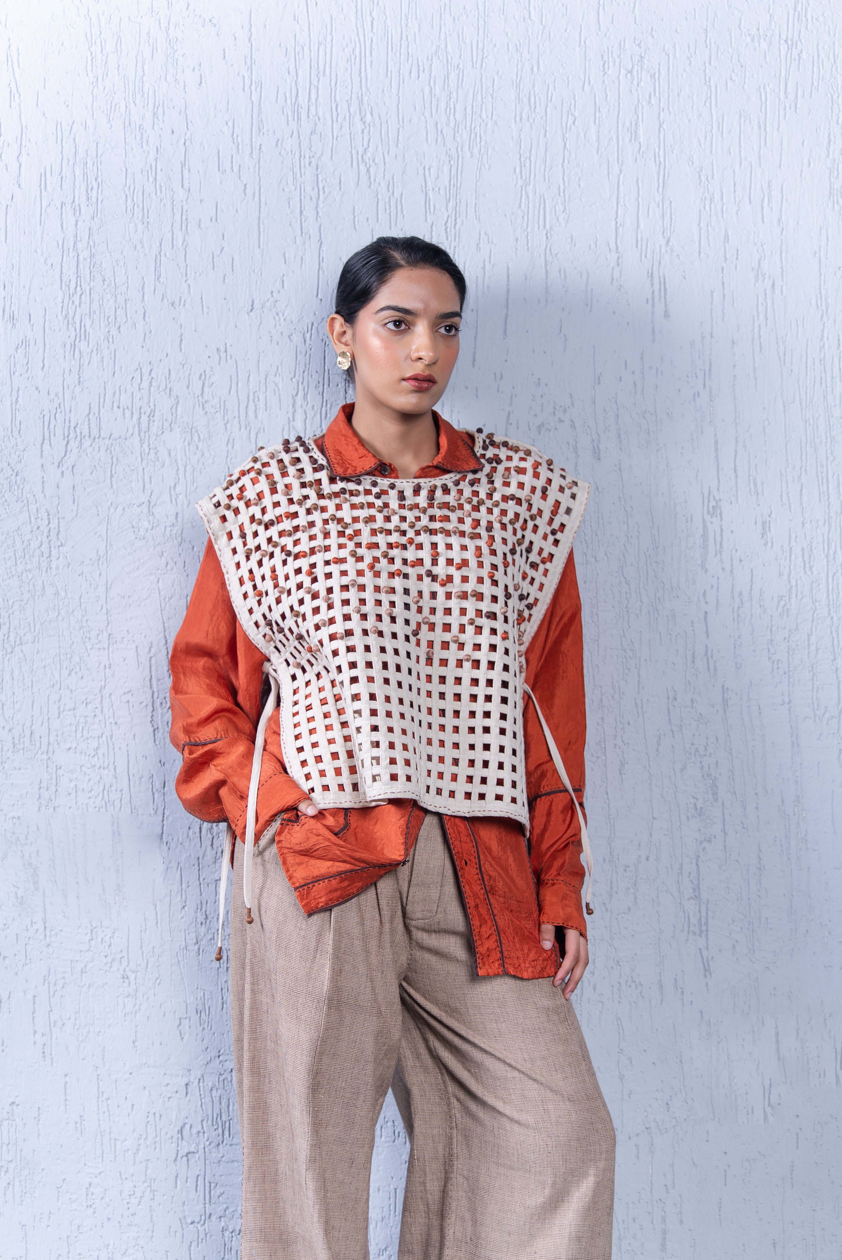 Unquiet Jaali Bib- Terracotta