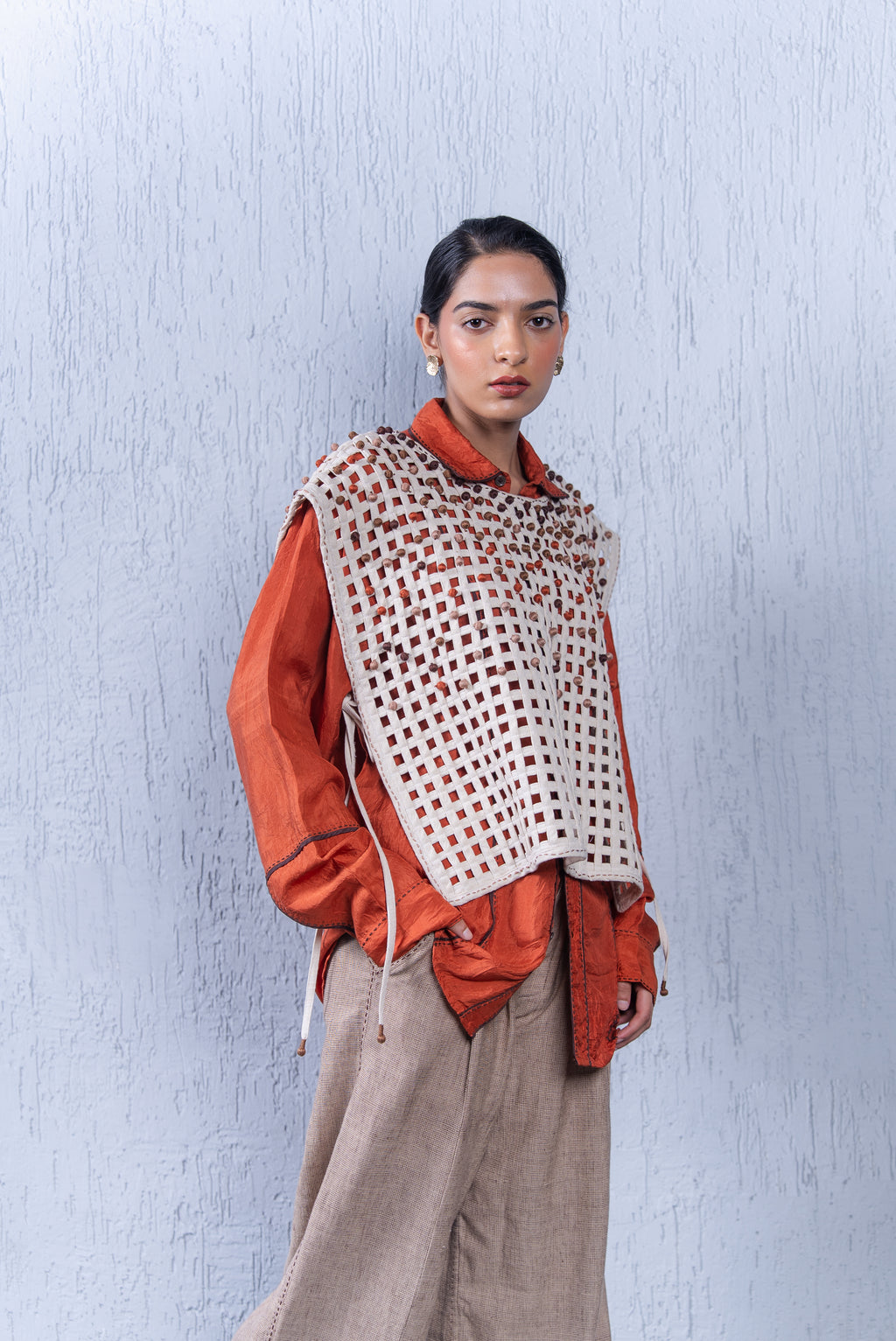 Unquiet Jaali Bib- Terracotta