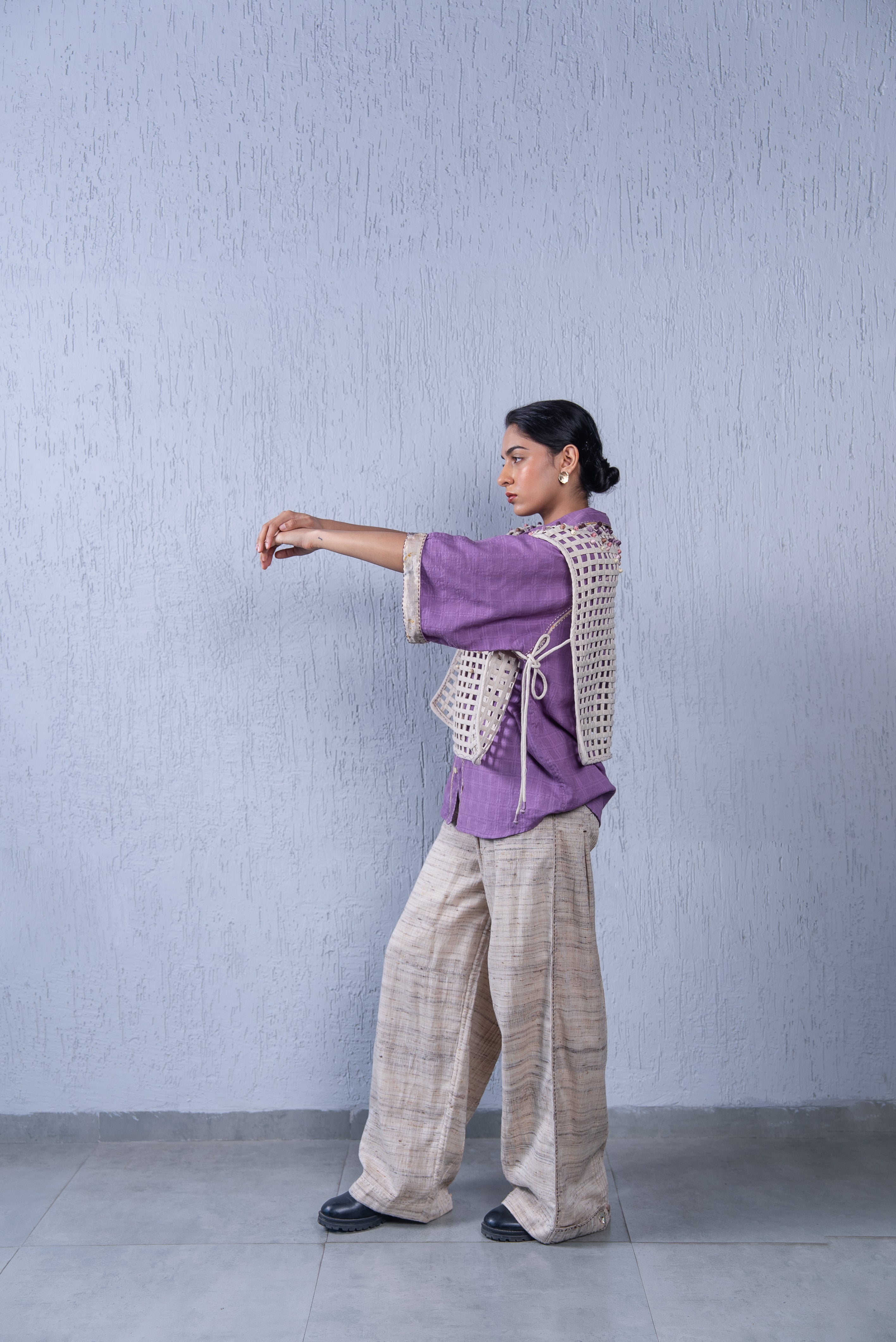Unquiet Jaali Bib- Amaranth