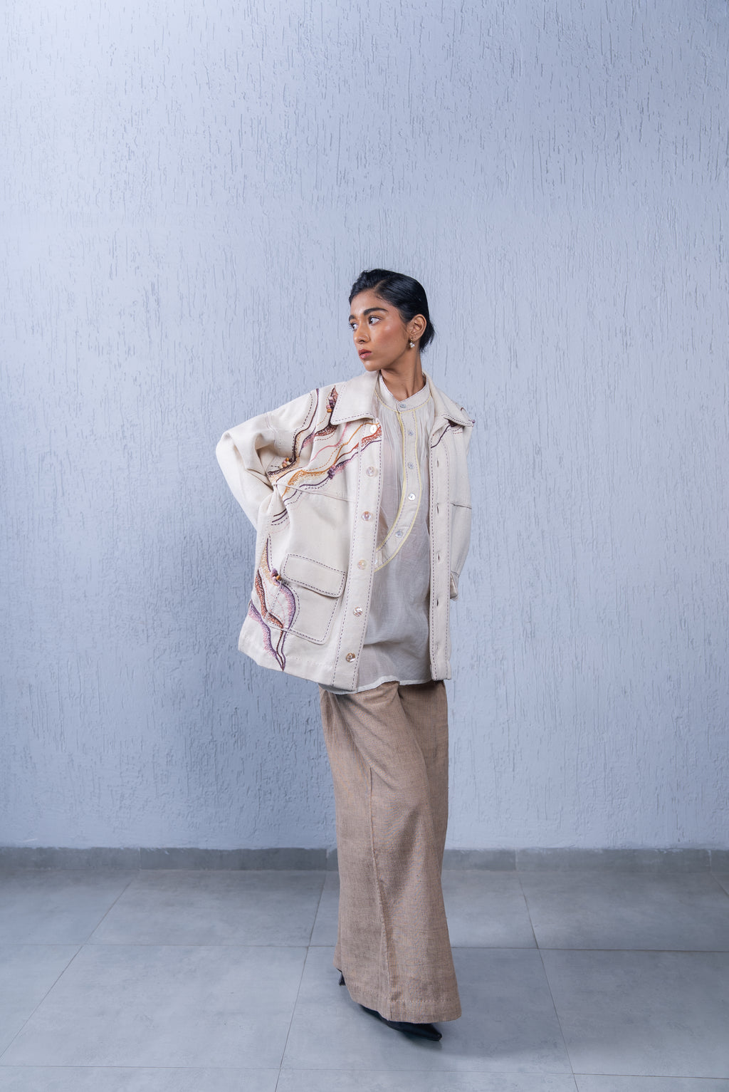Unquiet Embroidered Shirt Jacket