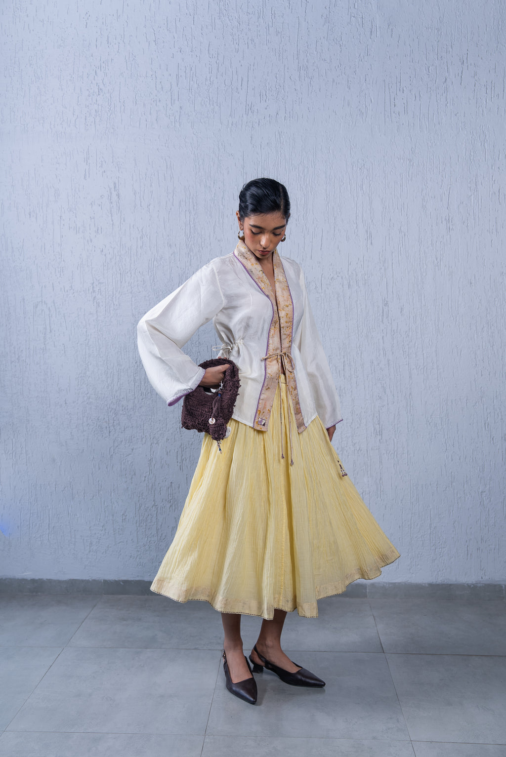 Unquiet Gathered Skirt- Canary