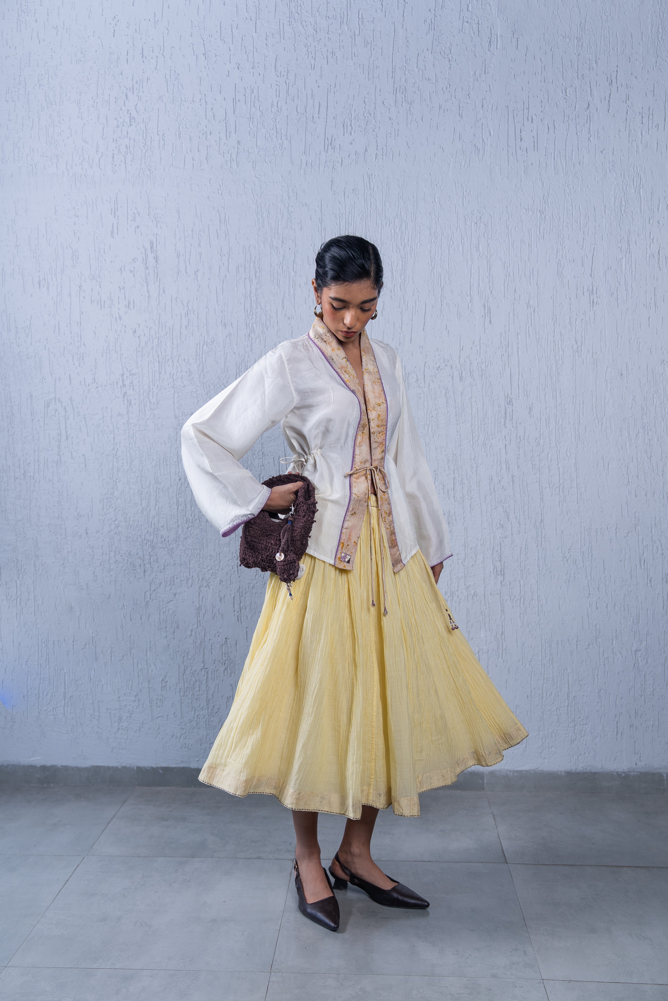Unquiet Gathered Skirt- Canary
