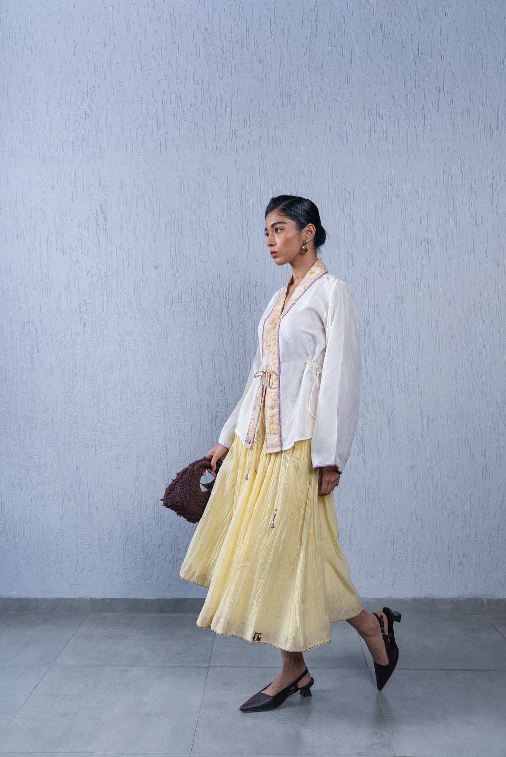 Unquiet Gathered Skirt- Canary