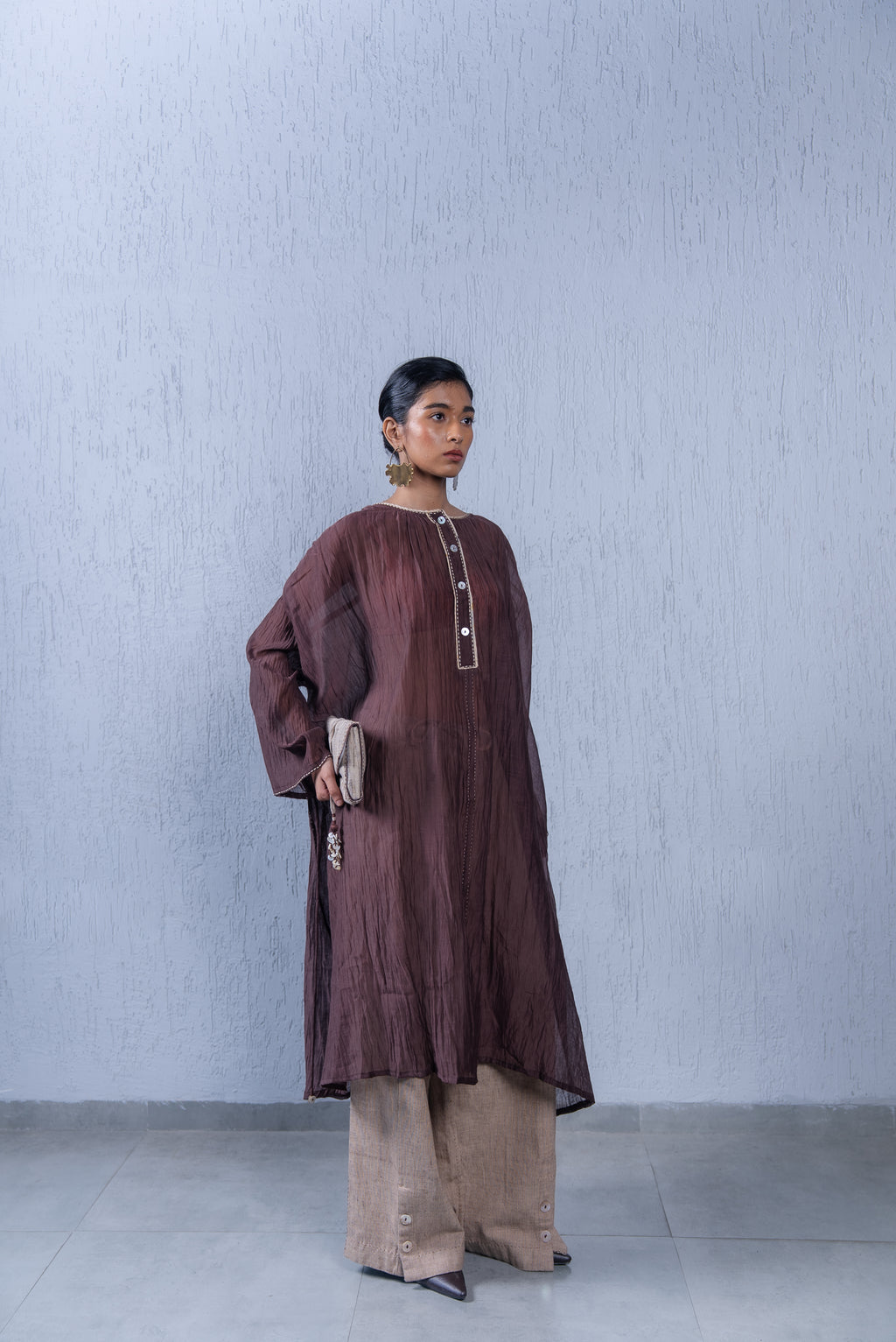 Unquiet Ruched Dress- Cocoa