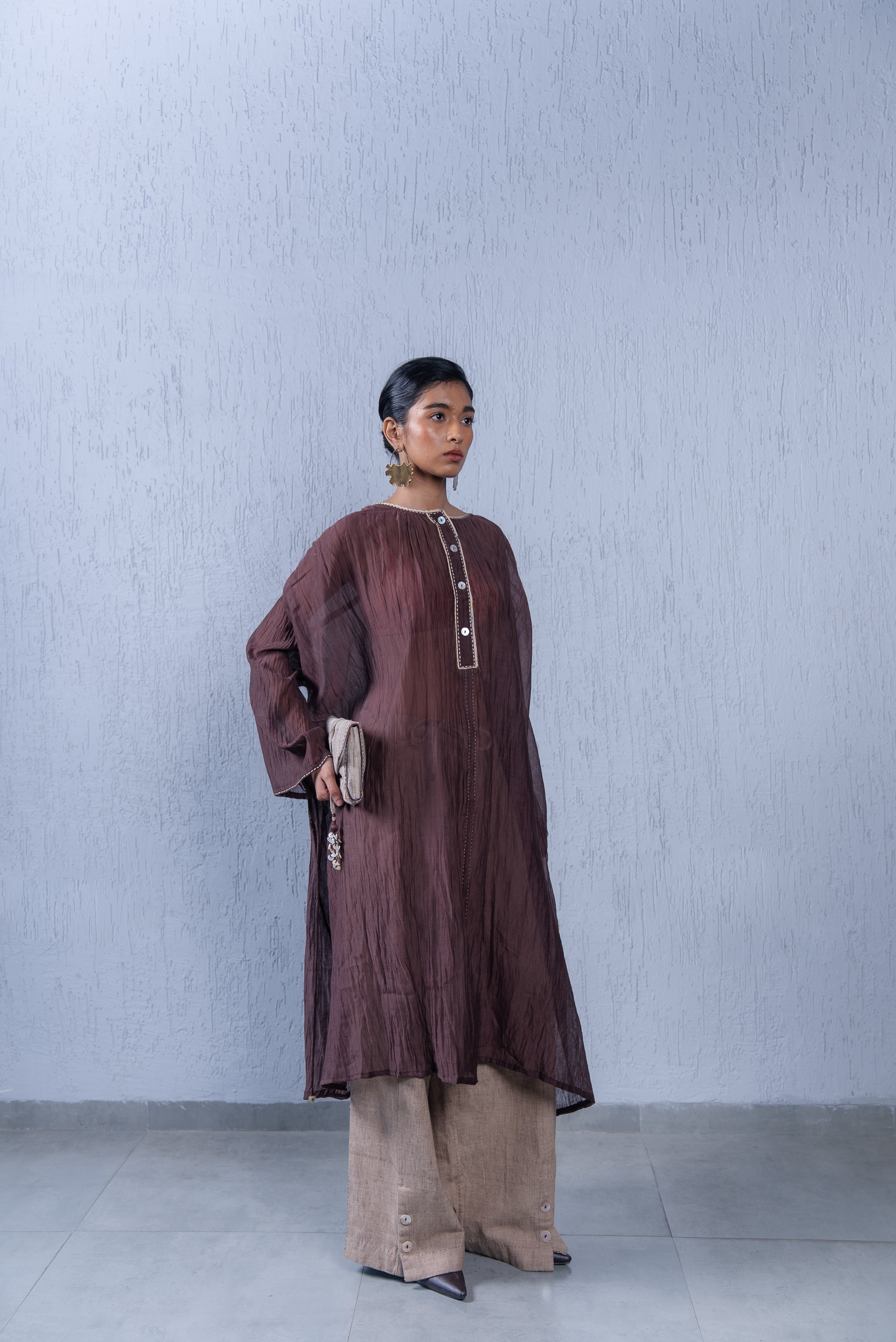 Unquiet Ruched Dress- Cocoa