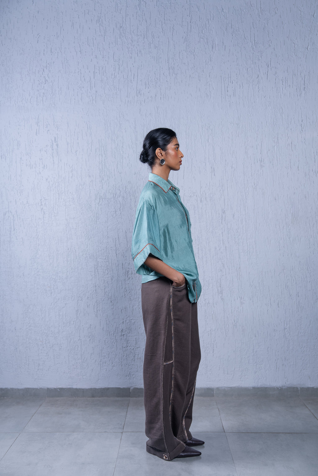 Unquiet Teal Silk Shirt