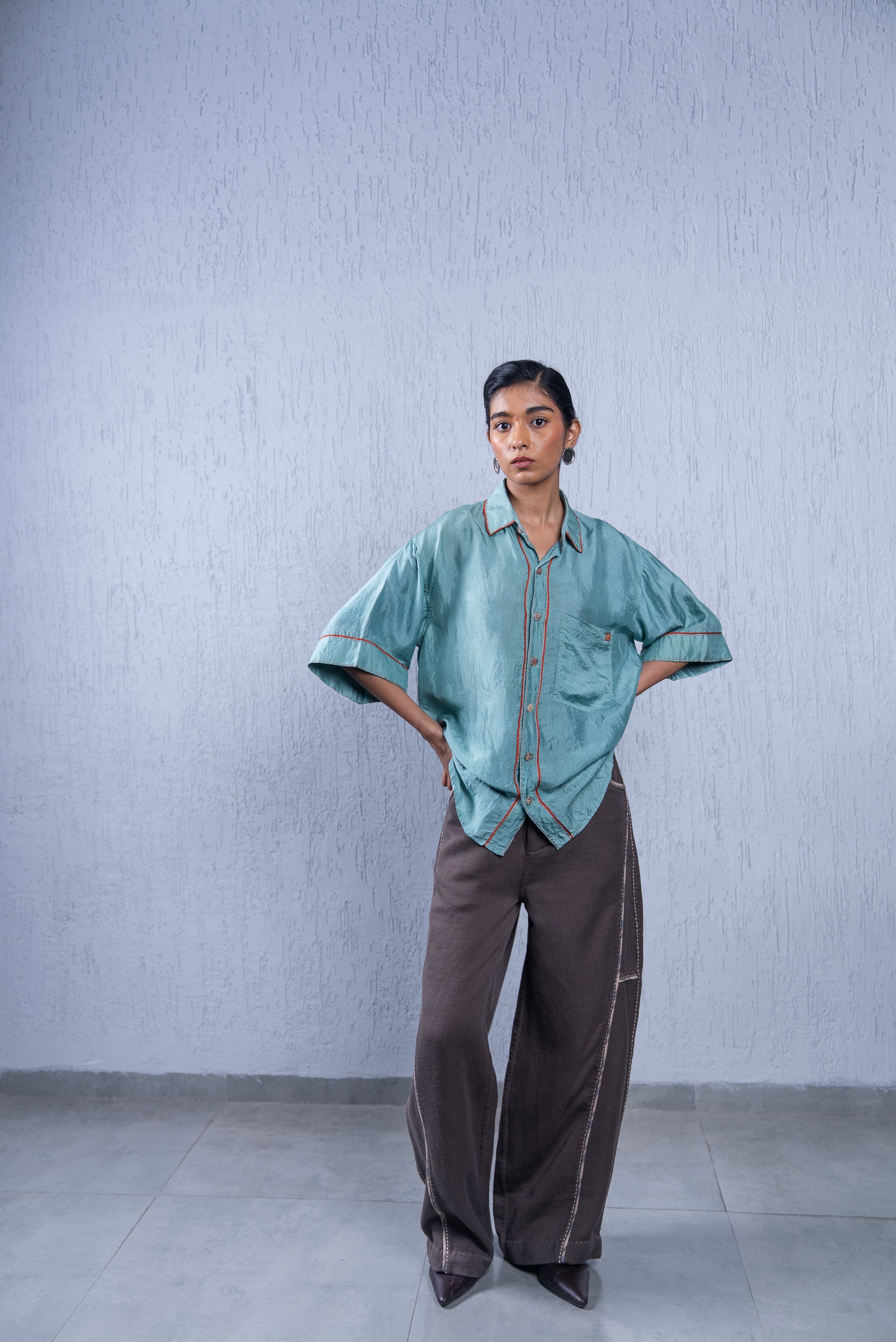 Unquiet Teal Silk Shirt
