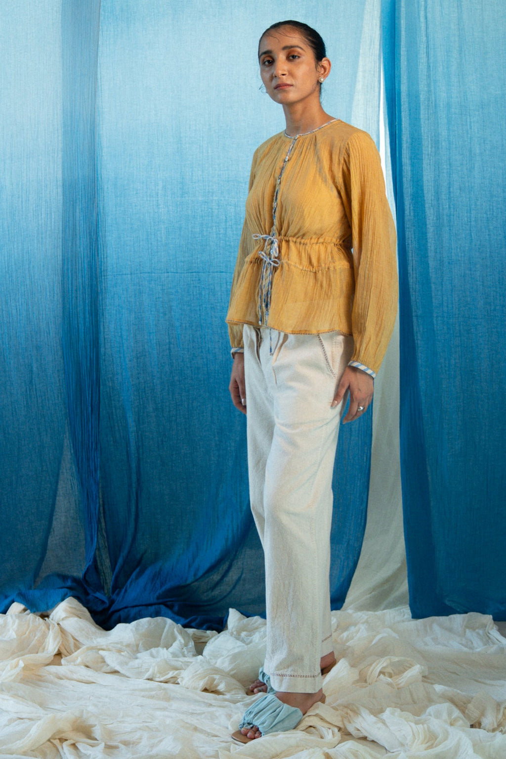 AY Chanderi Ruched Blouse
