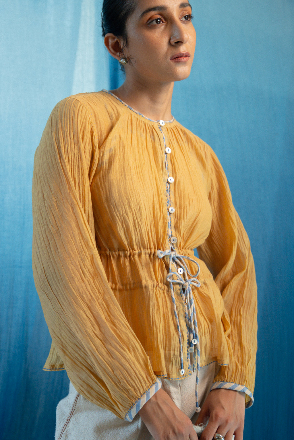AY Chanderi Ruched Blouse