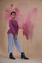 Load image into Gallery viewer, Phosphene Ruched Blouse &amp; Grey Pants Set
