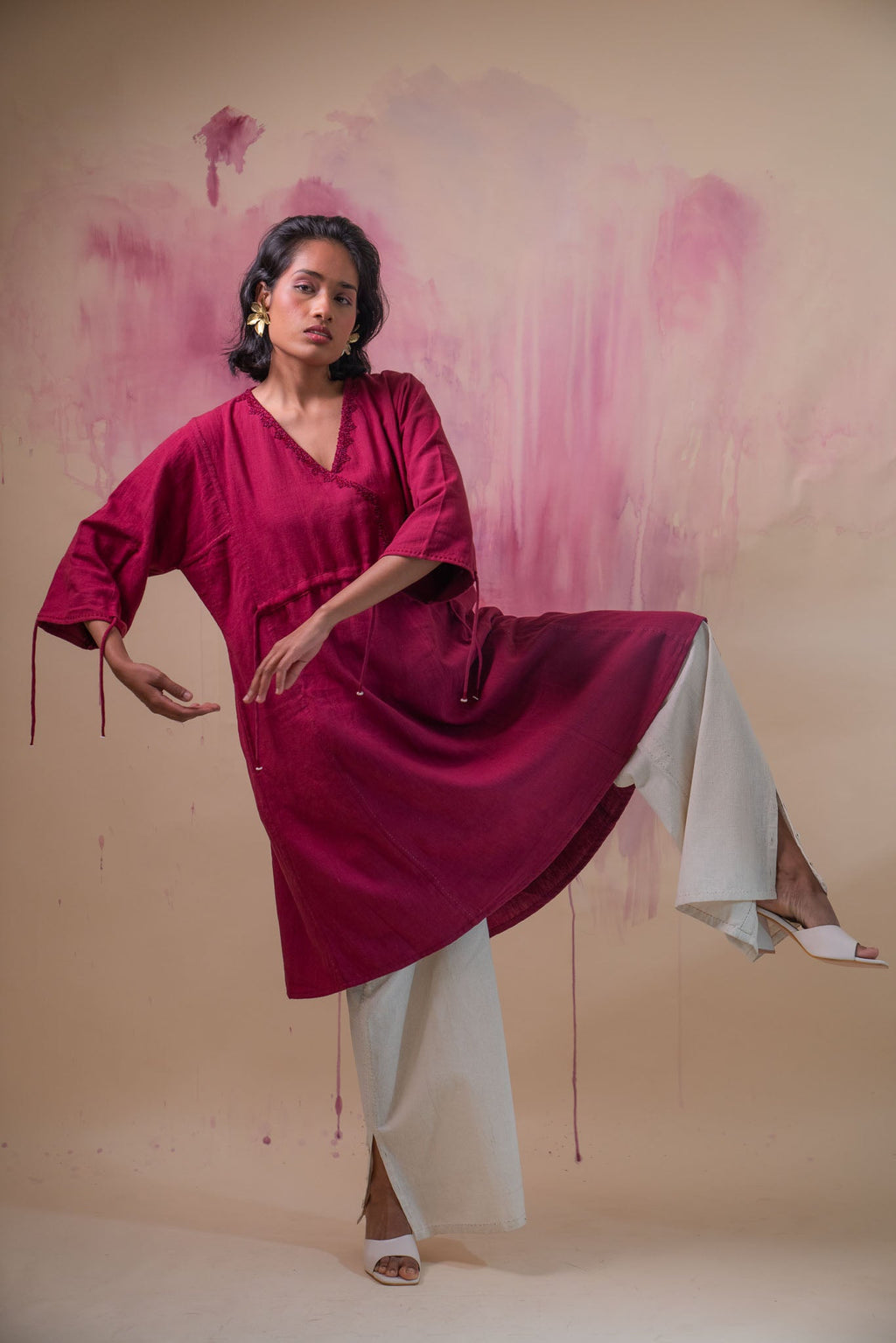 Phosphene Ruched Dress & Kora Pants Set