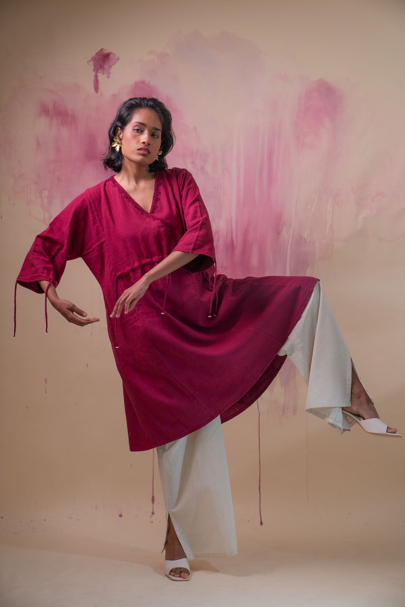 Phosphene Ruched Dress & Kora Pants Set
