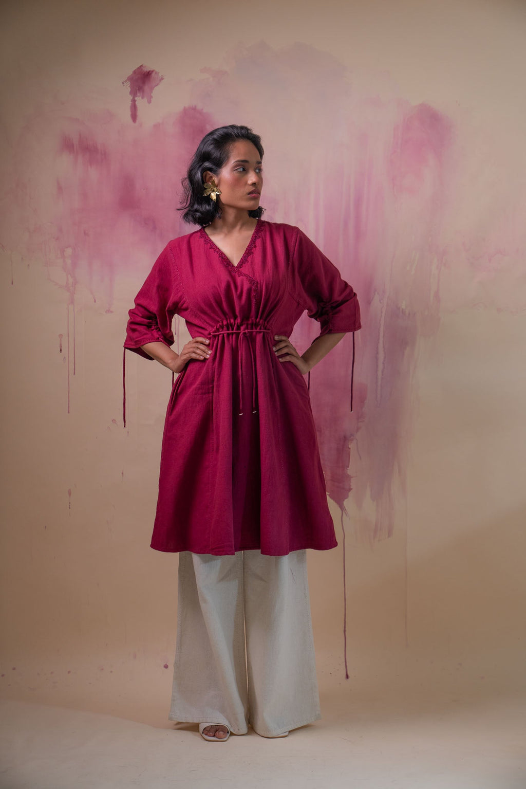 Phosphene Ruched Dress & Kora Pants Set