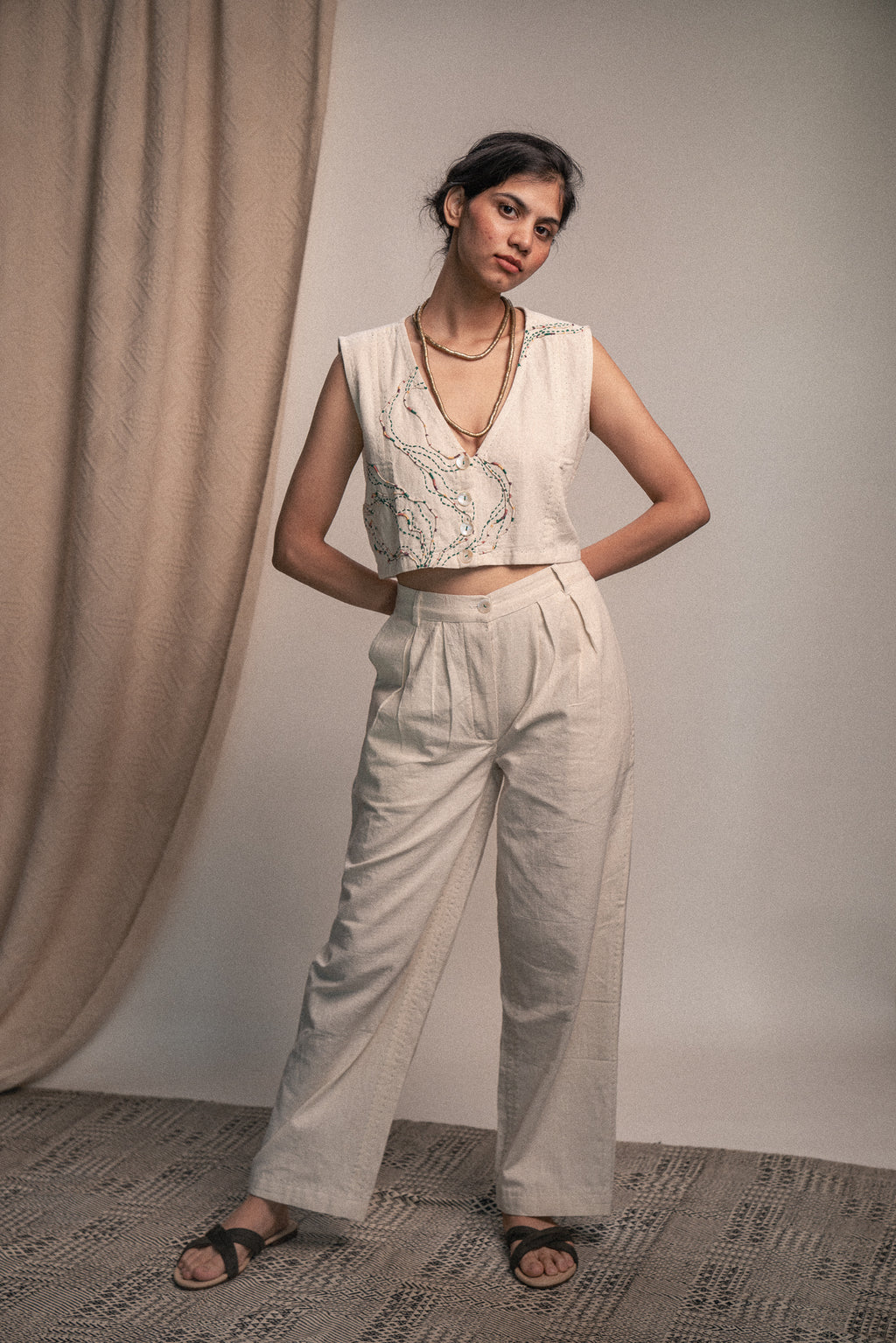 Rewind Cropped Blouse & Kora Straight Pants