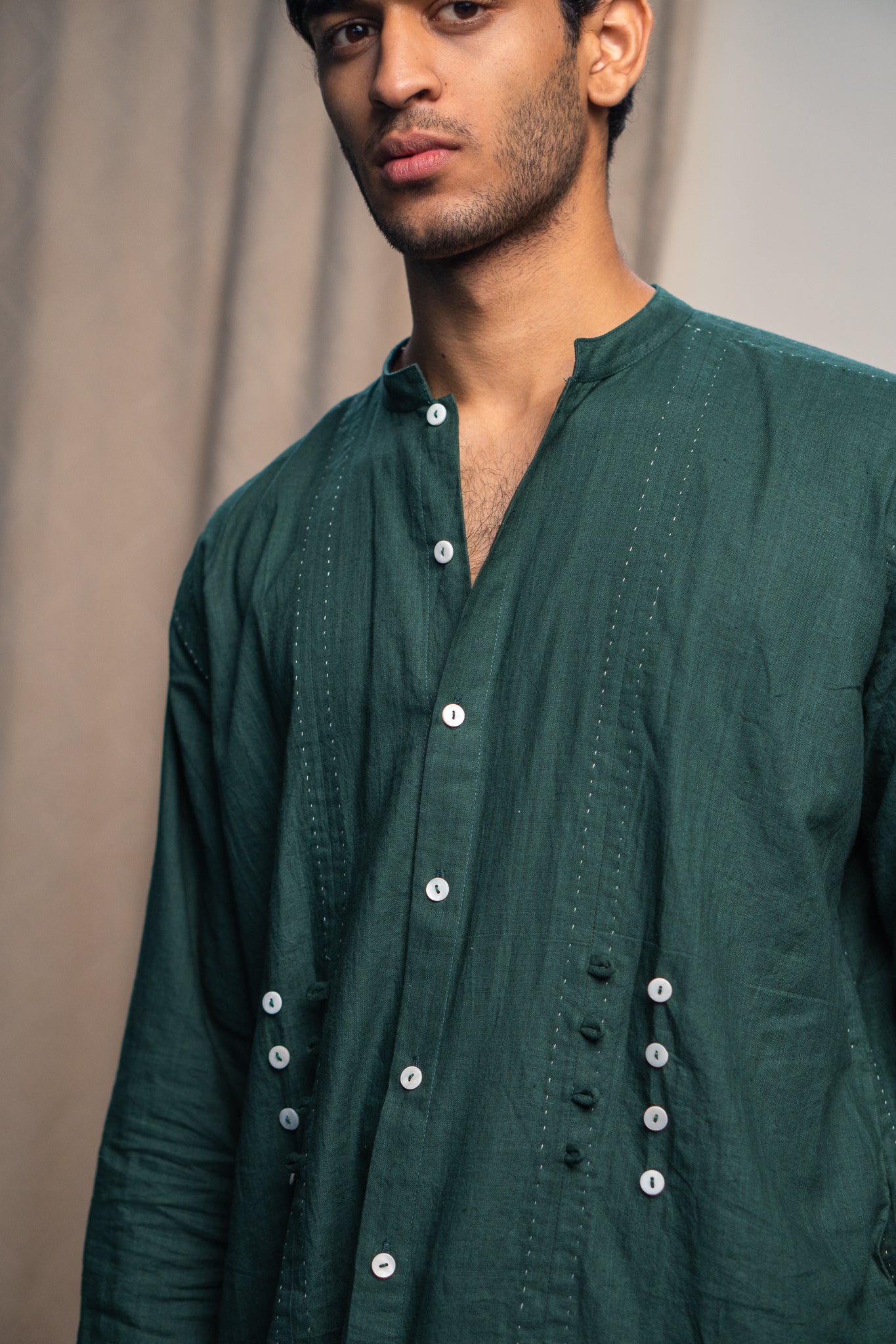 Rewind Button Detail Shirt
