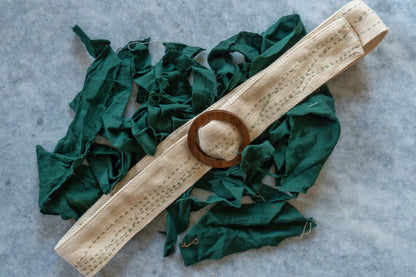 Wide Belt with Wooden Buckle