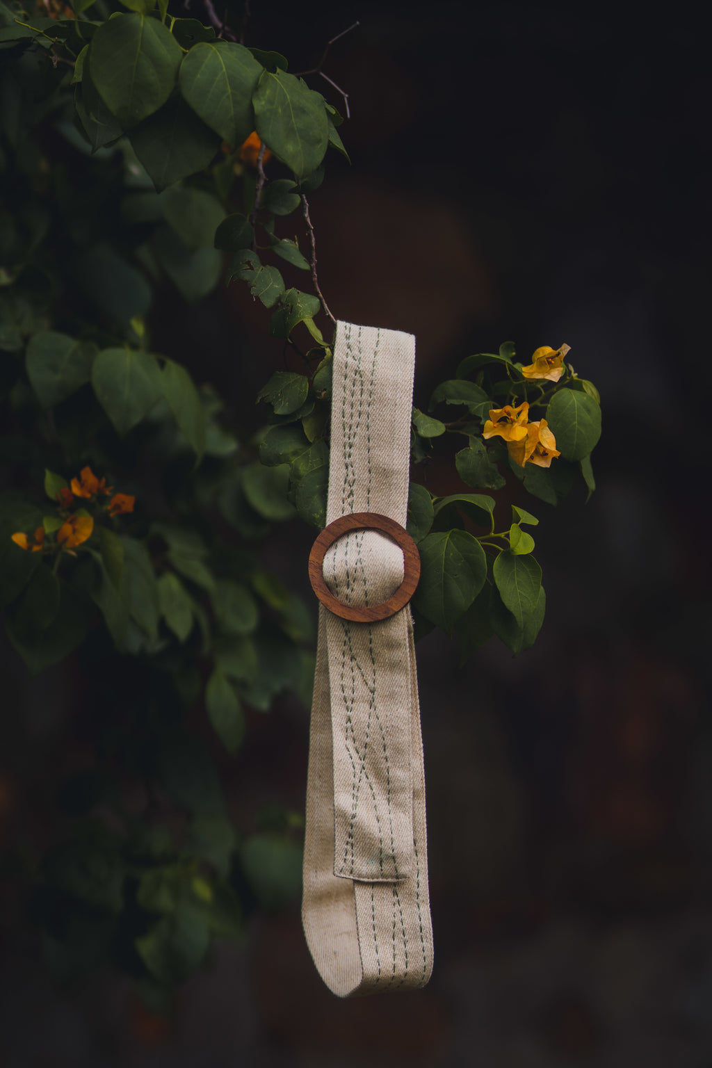 Wide Belt with Wooden Buckle